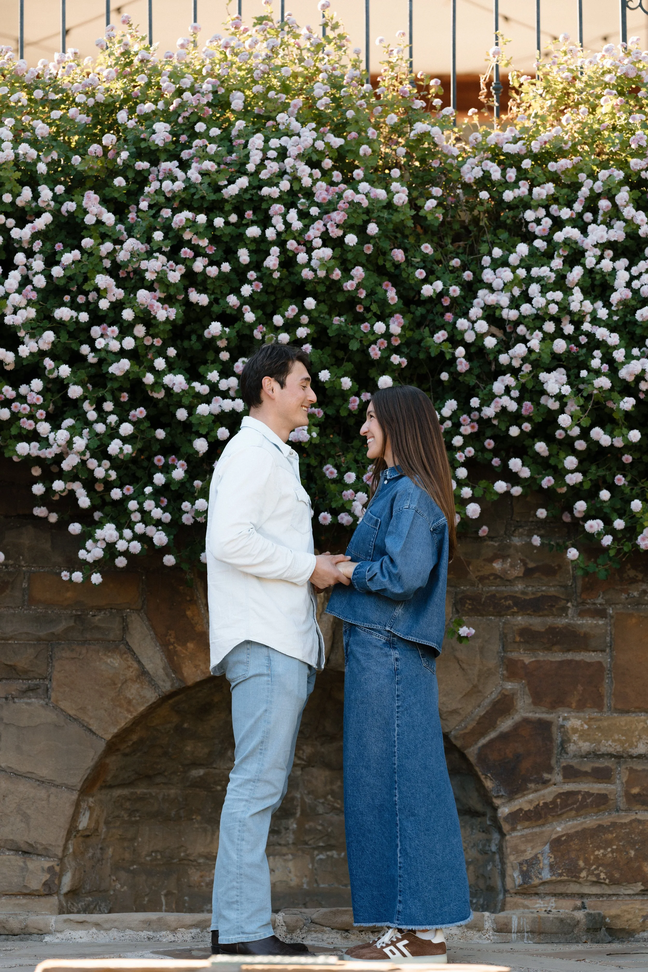 Engagement in the Rose Garden at Forth Worth Botanic Garden