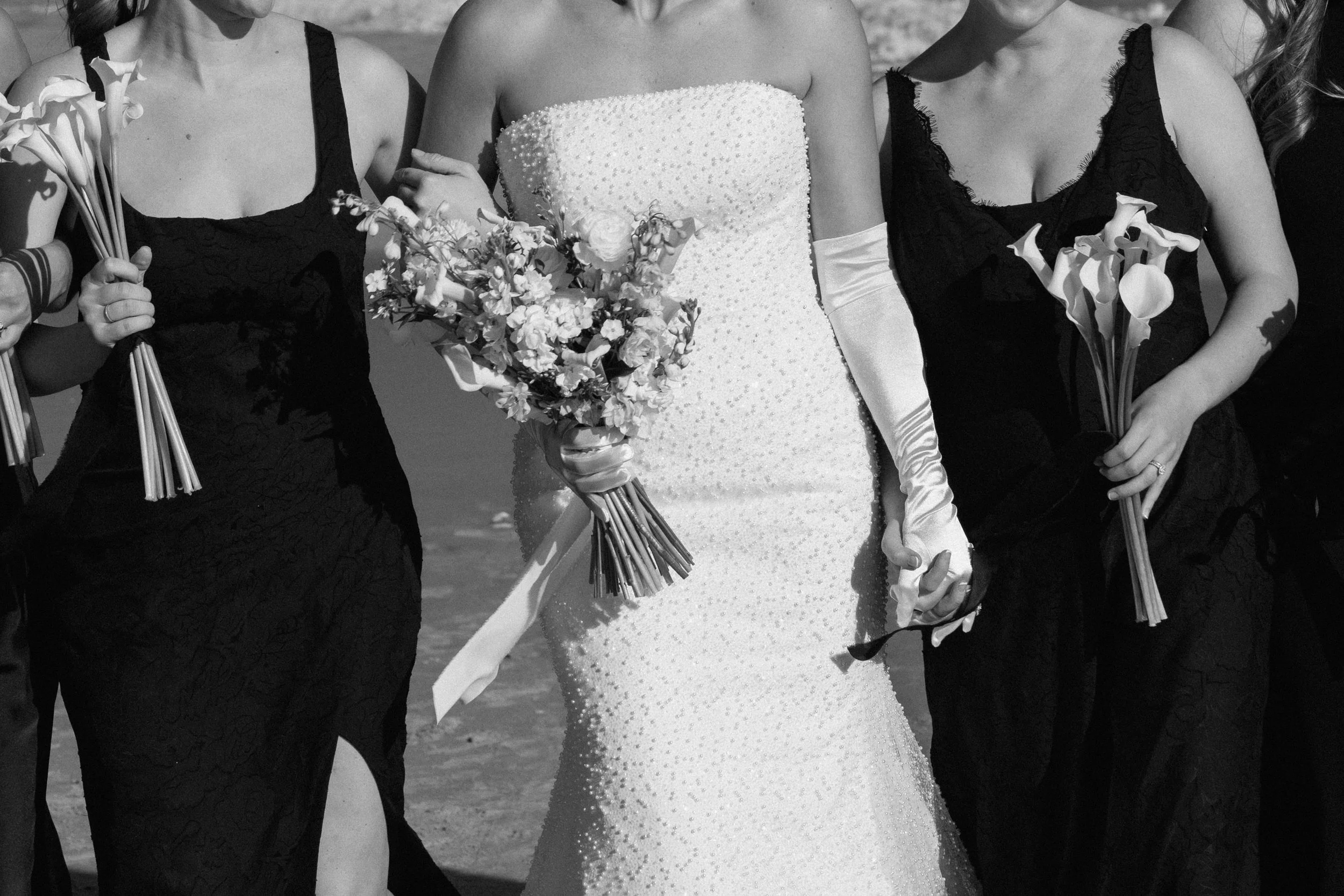 Bride and bridesmaids in New Jersey at The Flanders Hotel wedding