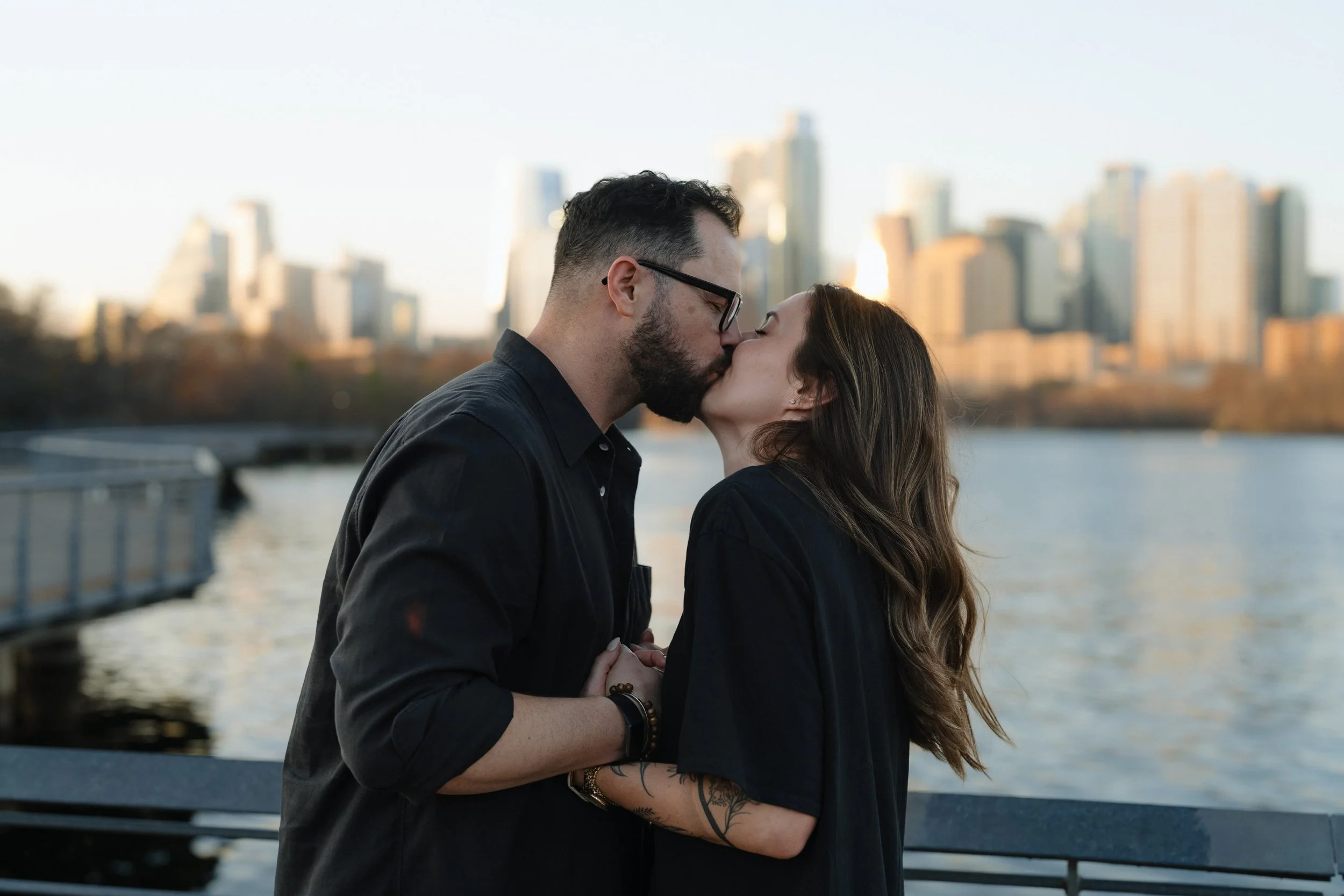 Romantic proposal at Lady Bird Lake in Austin