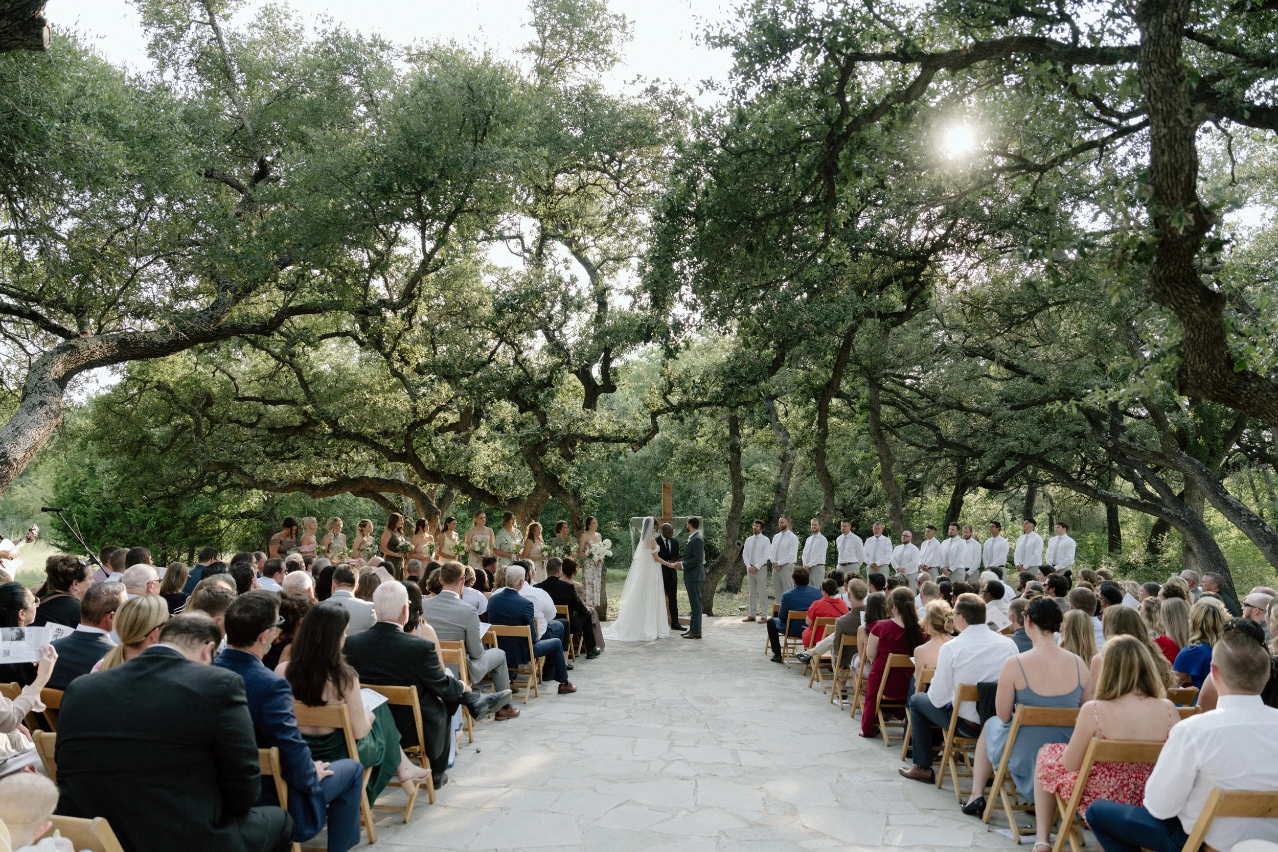 Outdoor wedding ceremony at Addison Grove in the Texas Hill Country