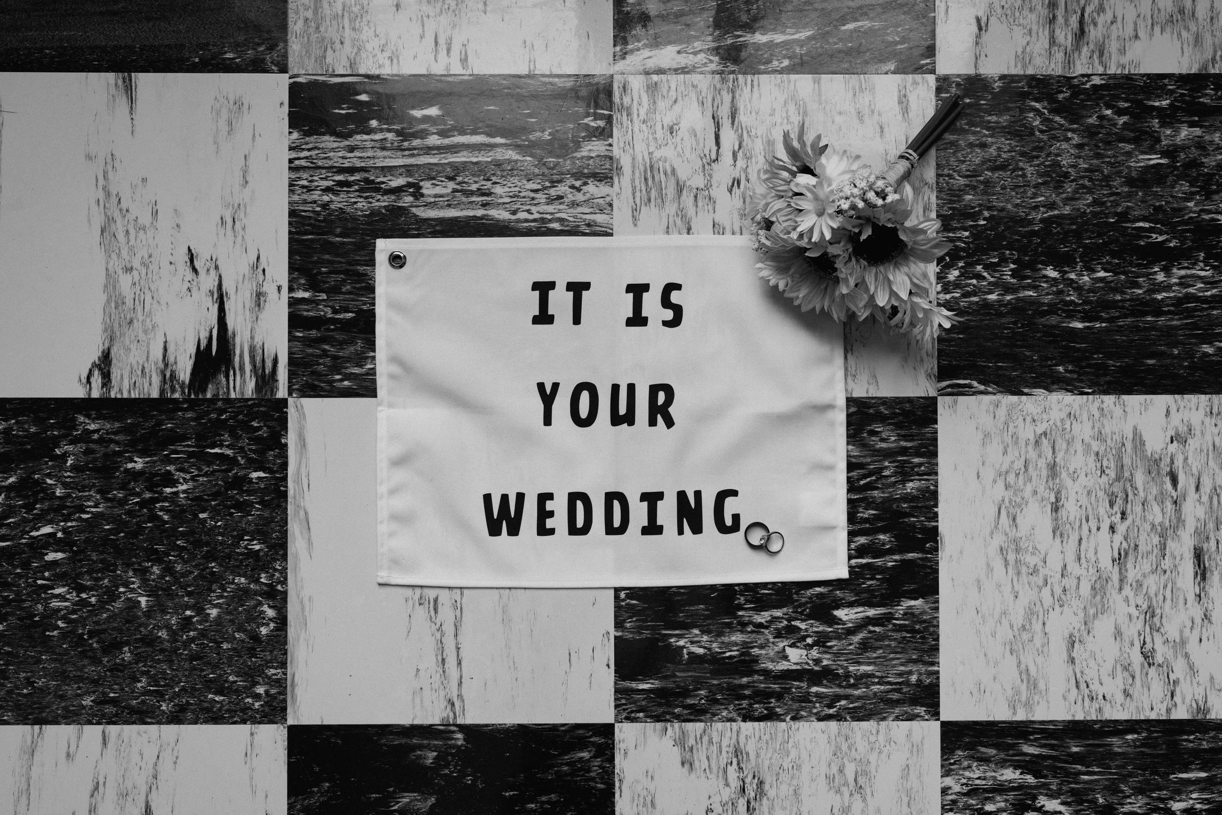 Black and white tiles of the Austin Courthouse