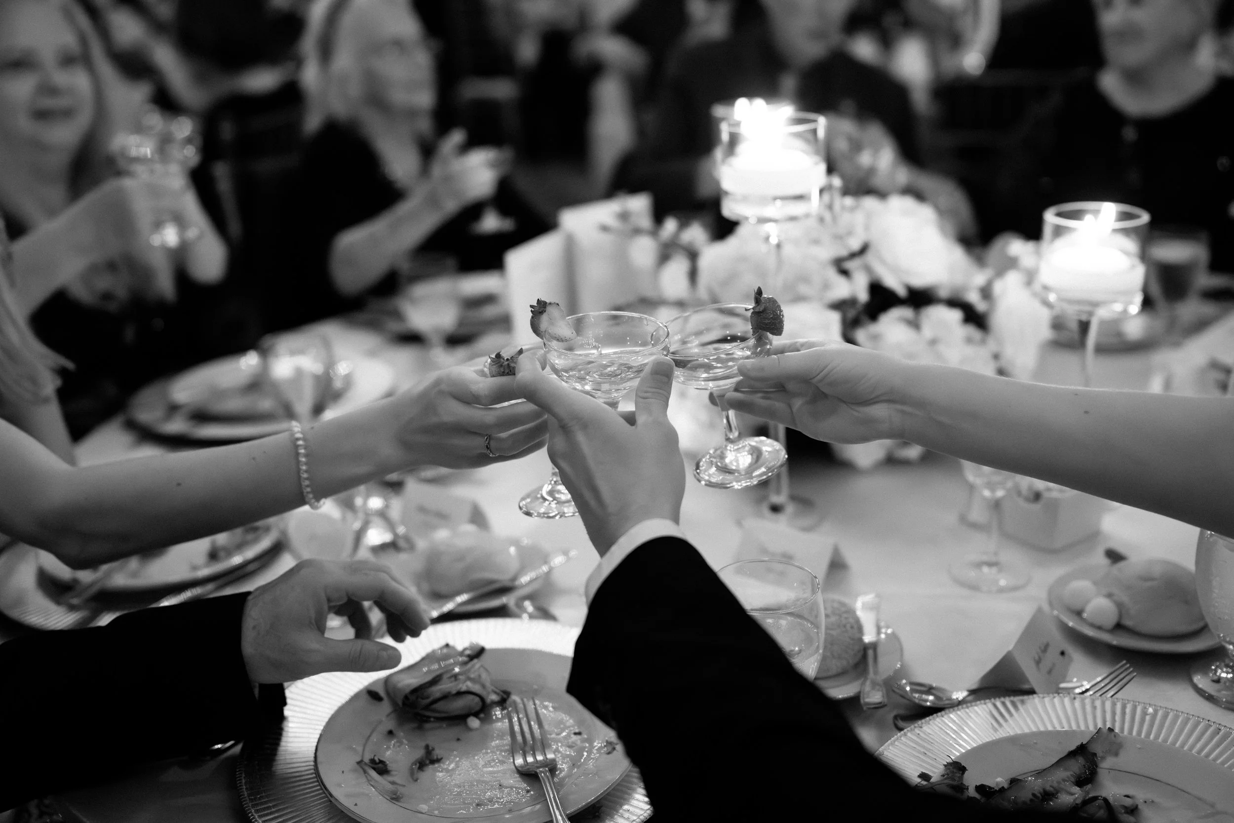 Group cheers at a New Jersey wedding at The Flanders Hotel