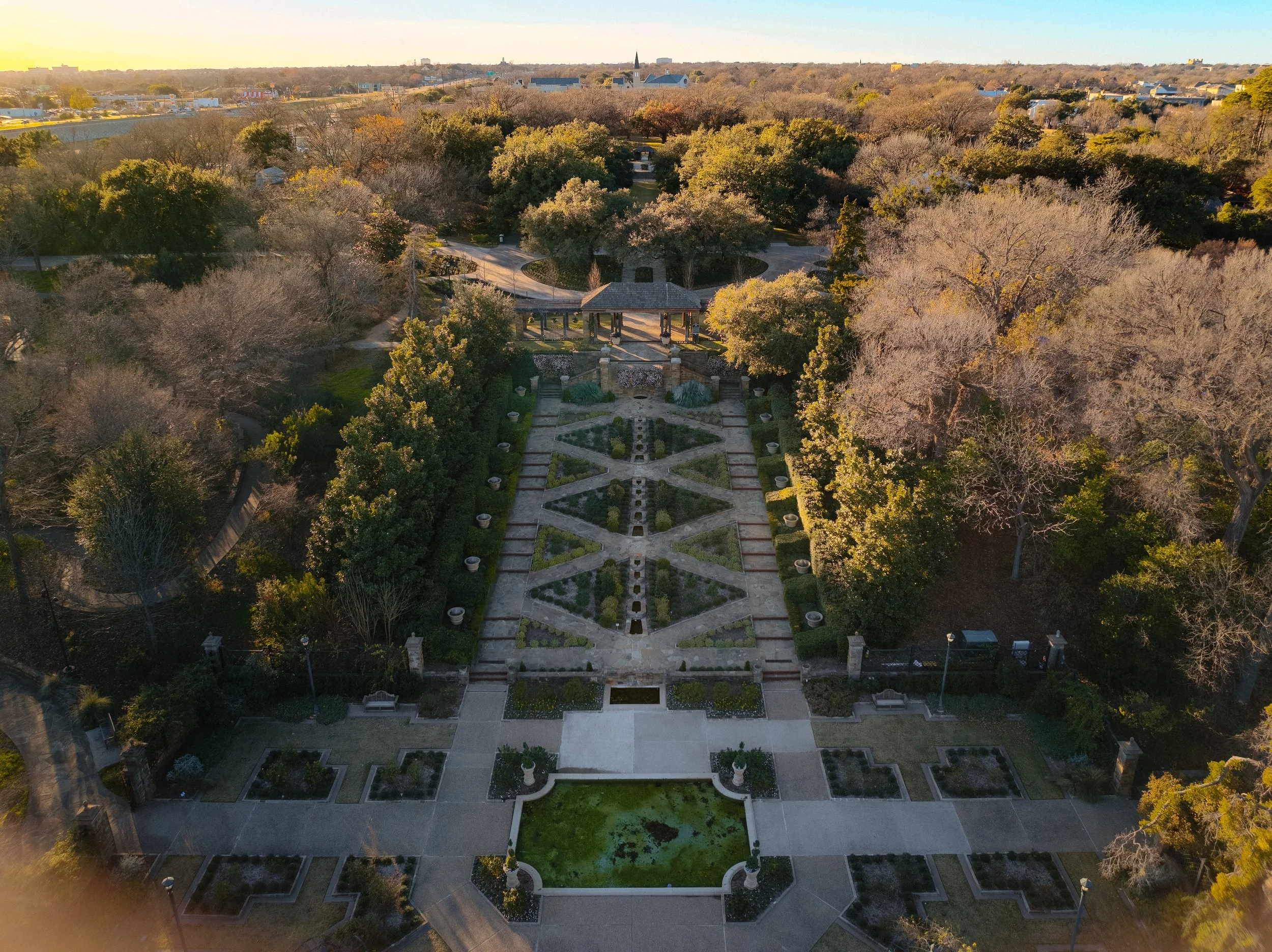 Overhead view of the Forth Worth Botanic Garden