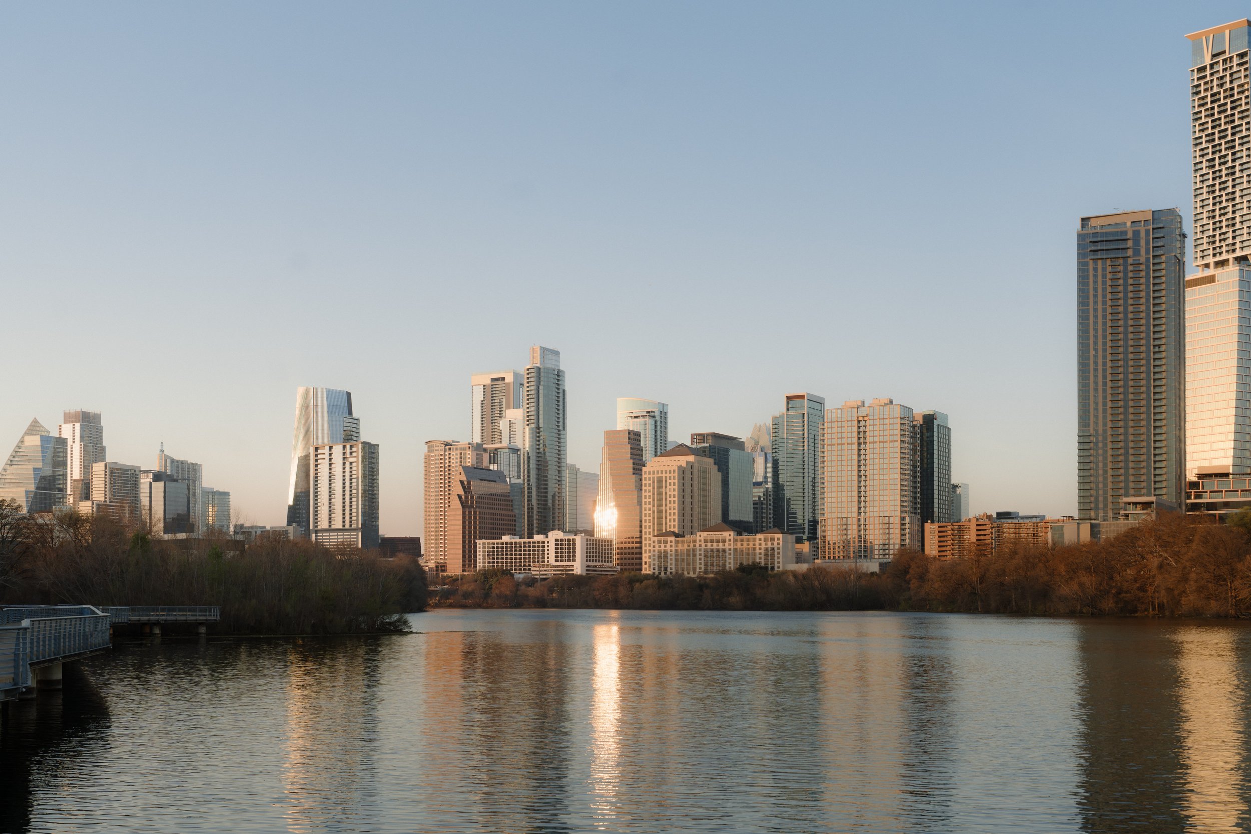 Lady Bird Lake in Austin at sunset