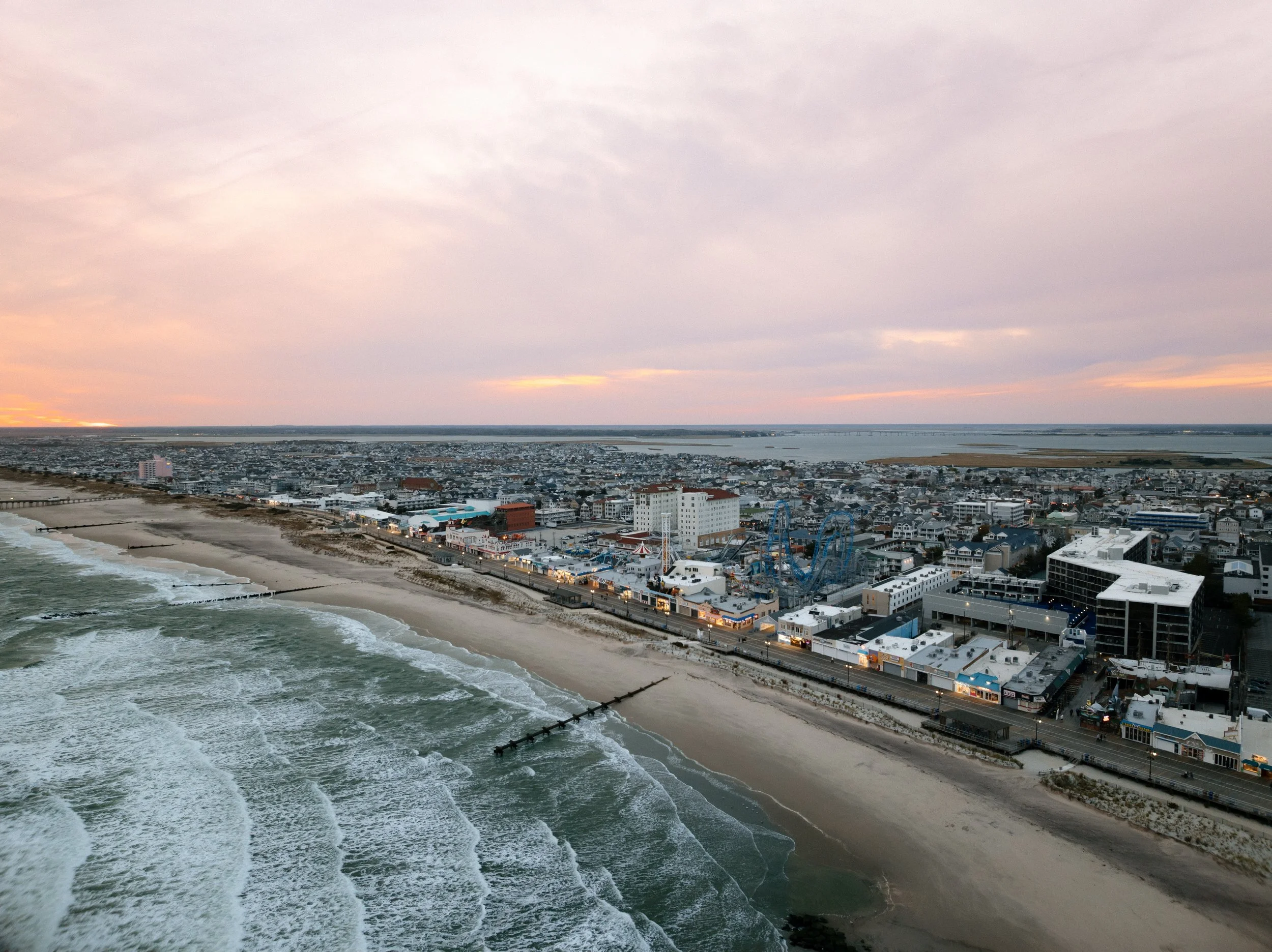 Drone image of Ocean City, New Jersey wedding photography