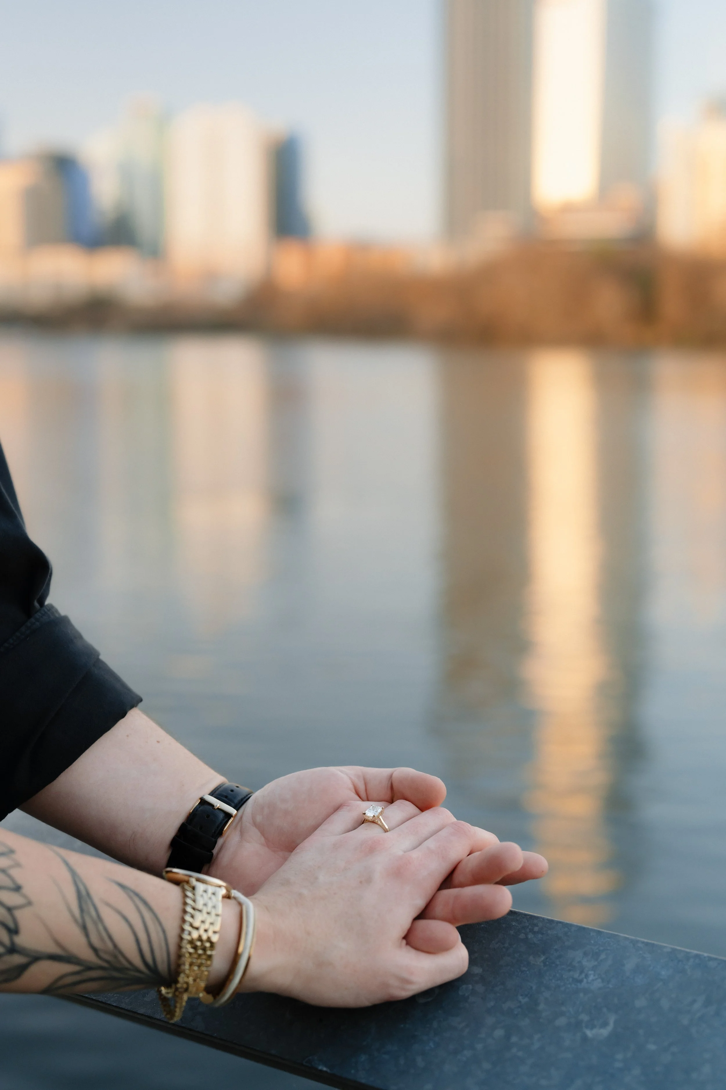 Lady Bird Lake engagement photos on the boardwalk