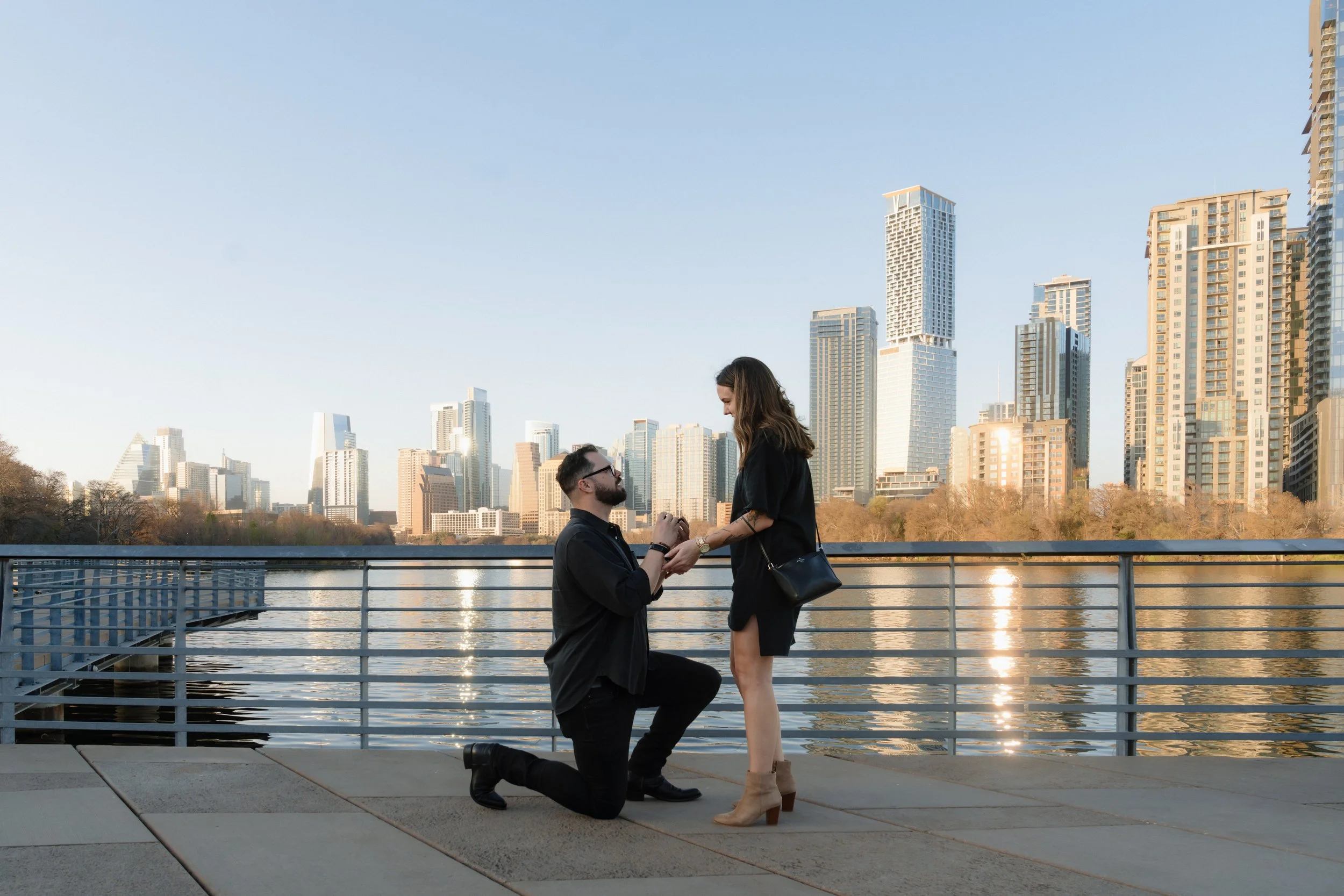Austin proposal on the boardwalk at Lady Bird Lake