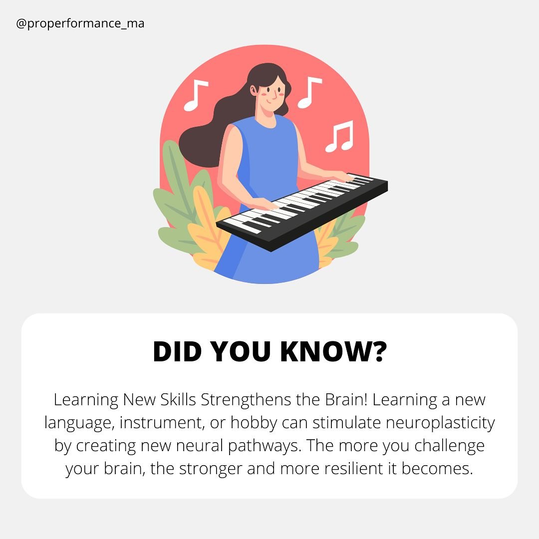 DID YOU KNOW...Learning New Skills Strengthens the Brain?! Learn more! ⬆️🔍
&bull;
&bull;
&bull;
&bull;
#FunFacts #BrainHealth #DidYouKnow #ProPerformanceCare
