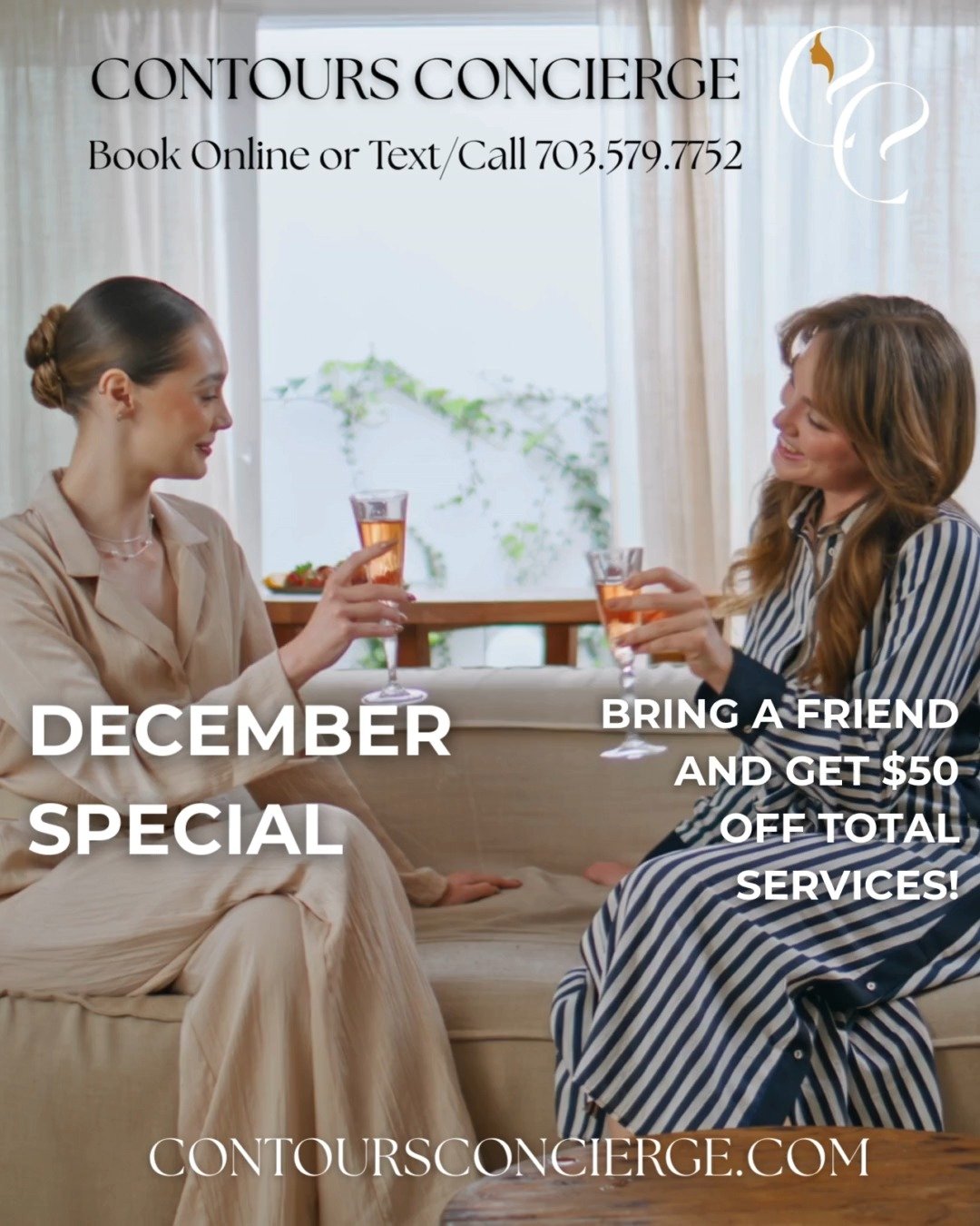 We have two December specials! We're continuing by popular demand the gift card - Buy a $200 Gift Card and Get $25 Off! The second one - Bring a Friend and Get $50 Off Total Services! Our mindset is Gift Giving to you so you may Give to Others. Visit