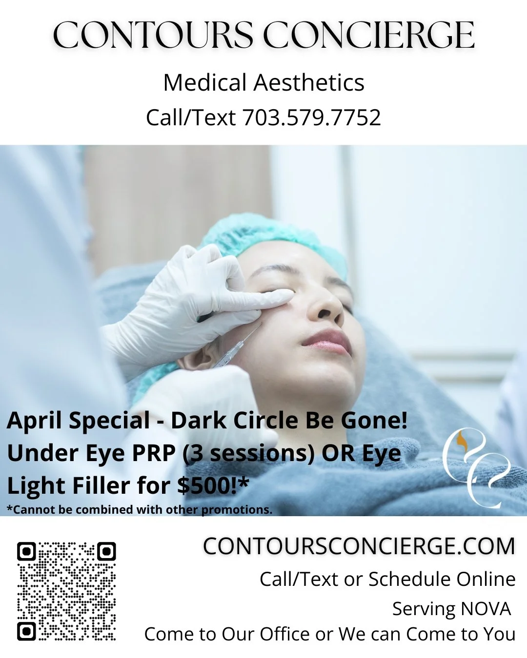 You don't want to miss our April Special! Dark Circle Be Gone!
Under eye PRP (3 sessions) OR eye light filler for only $500.00.
Which is right for you?
PRP:
Dark circles don&rsquo;t always come from fatigue.
For many people, they&rsquo;re caused by t