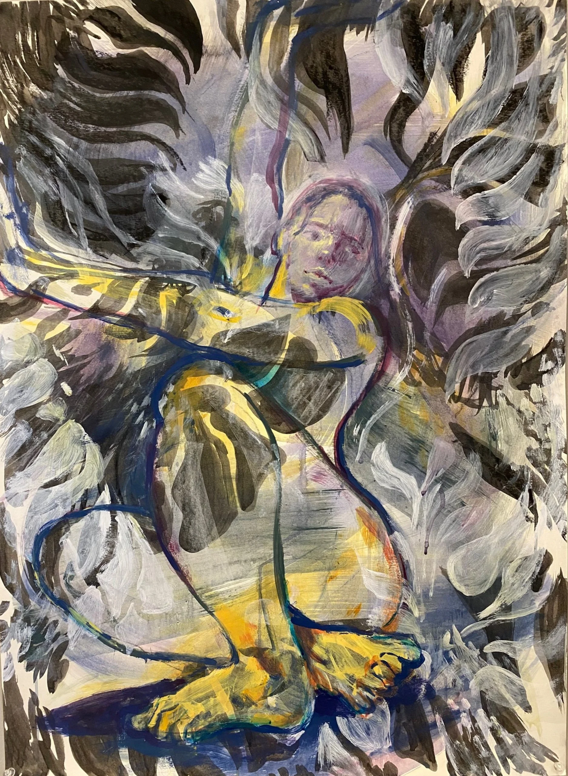another ink and acrylic self-portrait