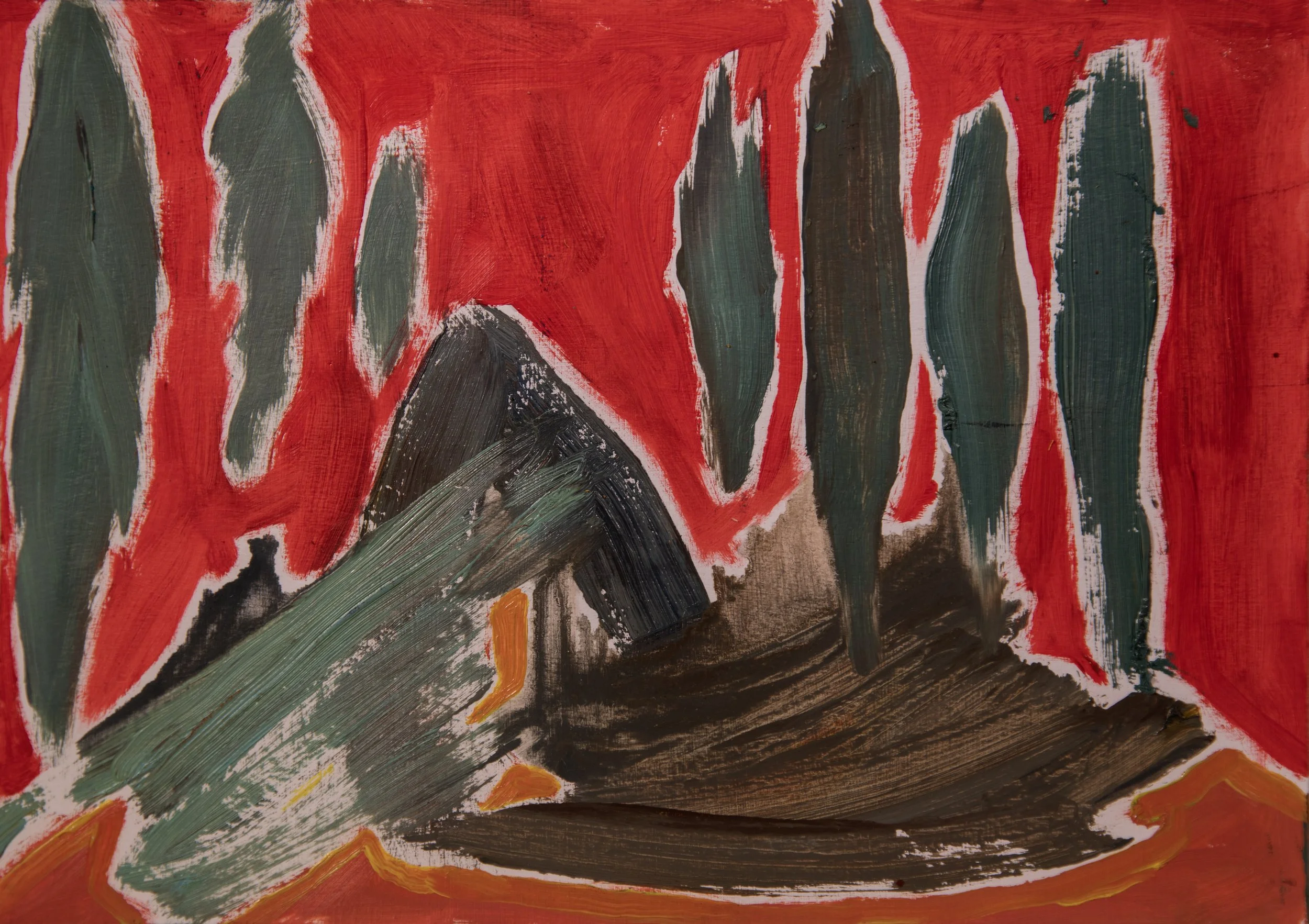 Red Cypresses, 15x22 cm, 2026