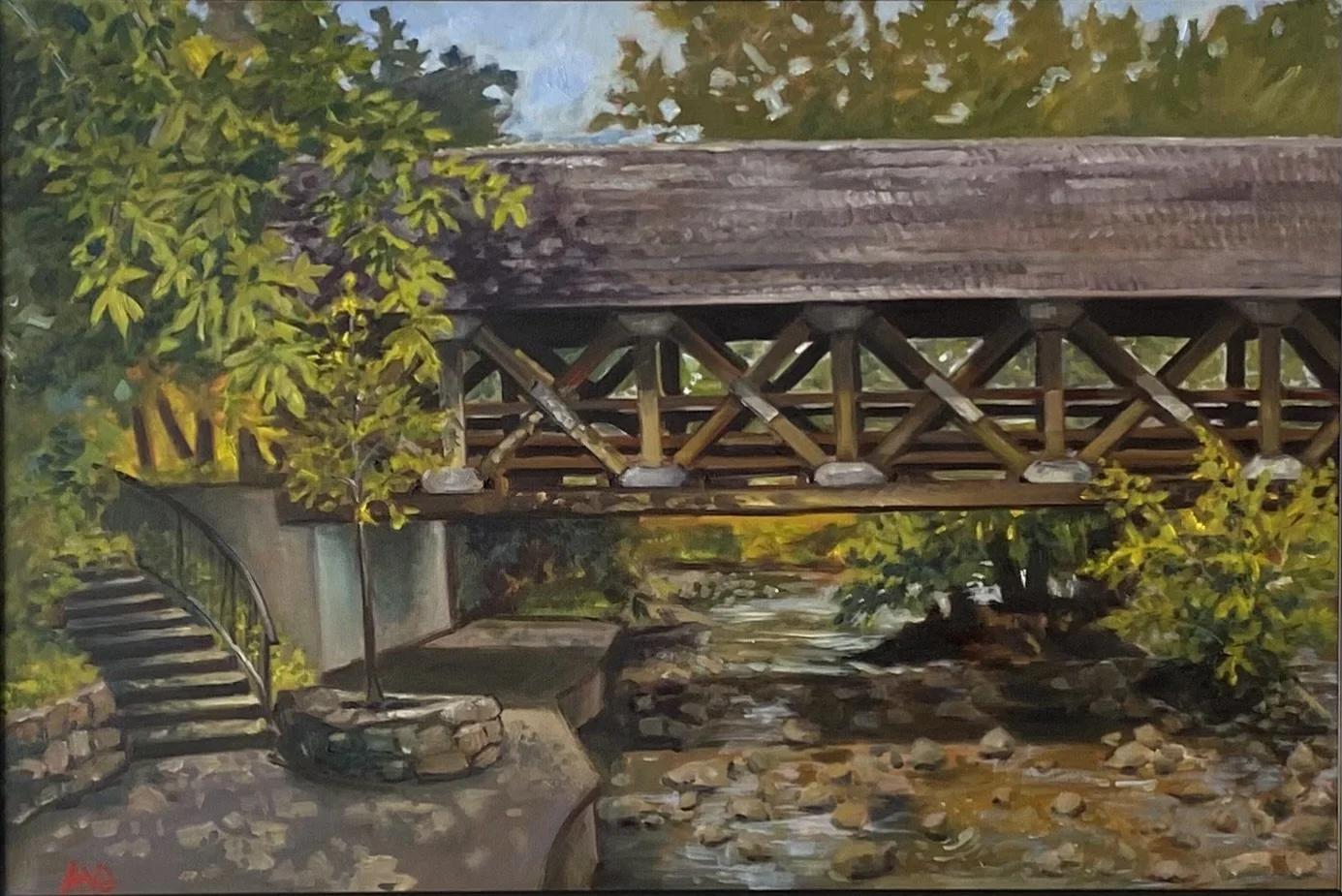 Naperville River Walk in Spring, oil on canvas, 36 x 24 in, 2025 
