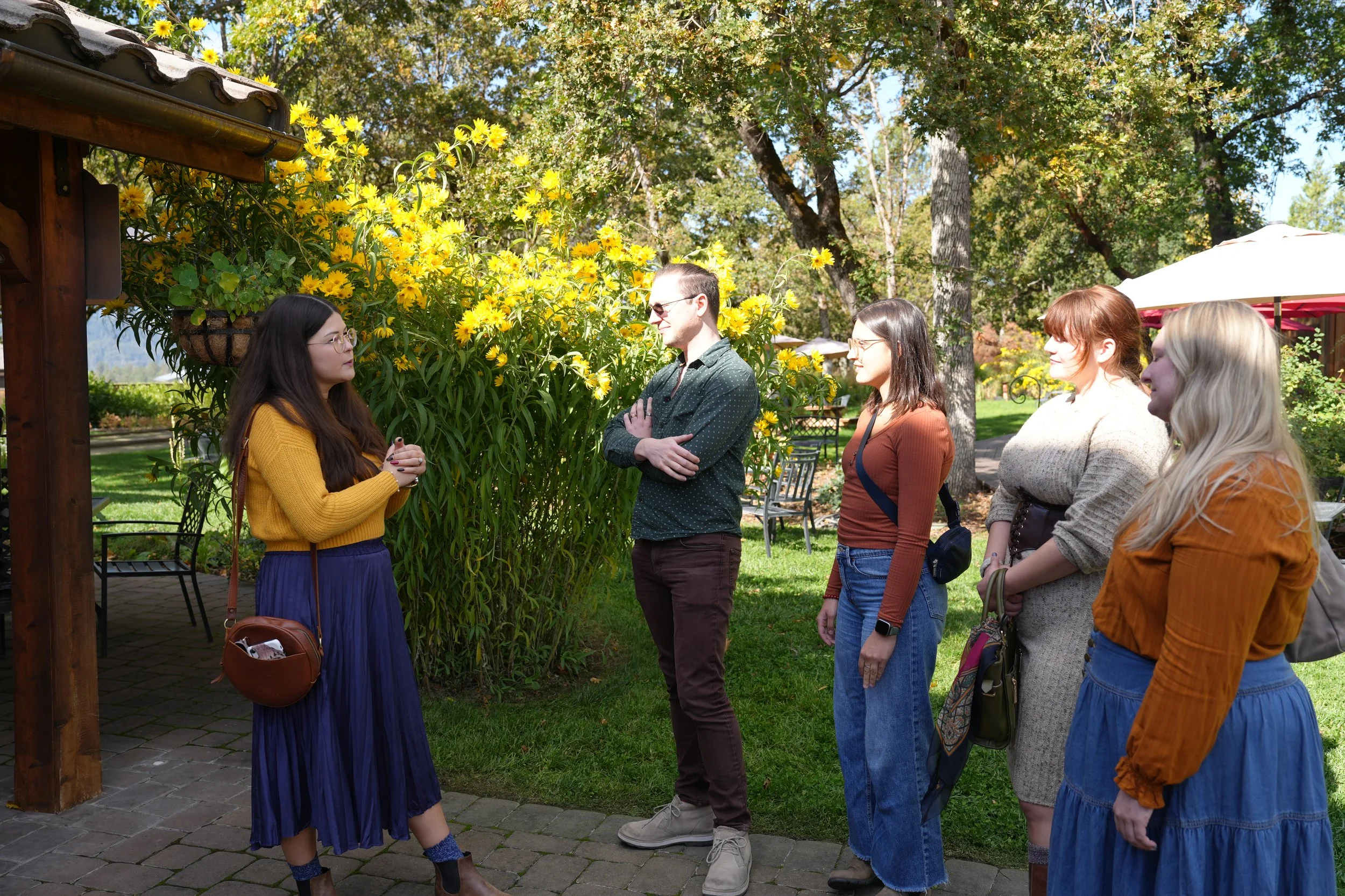 Group experiencing a laid-back Applegate Valley winery visit in Southern Oregon in applegate valley oregon