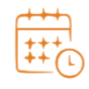 Calendar icon with a clock overlay, representing scheduling or time management