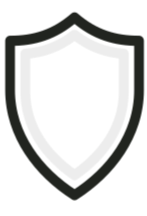 A black shield icon with a smaller shield outline inside.