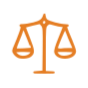 Orange scales of justice symbol.