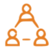 A flowchart diagram with three connected nodes, each represented by a circle and connecting lines.