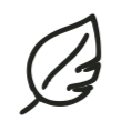 A simple line drawing of a leaf.