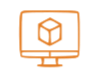 Computer monitor with a 3D cube icon on the screen.