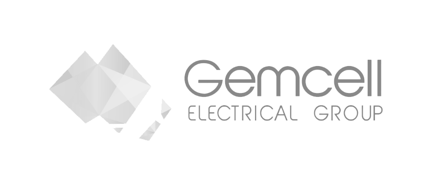 Logo for Gemcell Electrical Group featuring geometric shapes and stylized text.