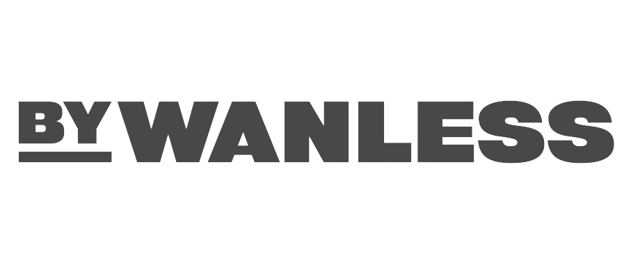 Text logo with bold black lettering that reads "BY WANLESS" with "BY" underlined.
