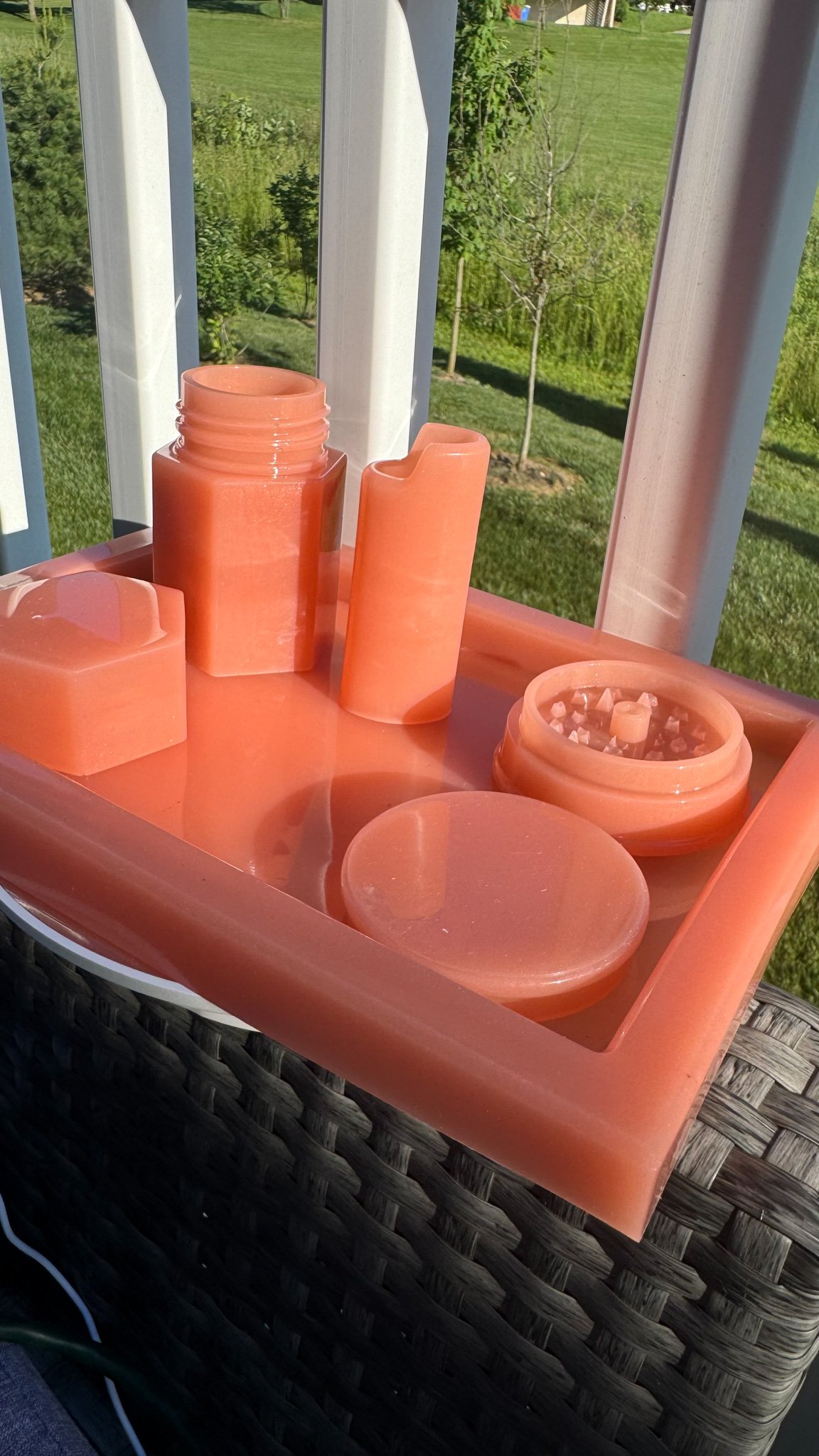 Epoxy Tray, herb grinder , light sleeve and small container