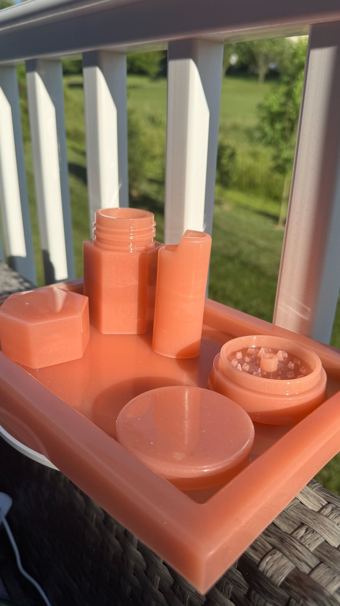 Epoxy Tray, herb grinder , light sleeve and small container