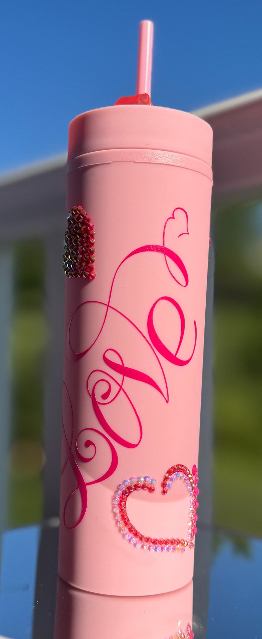 tall tumbler with top accessory, Sprinkle vynil & rhinestone