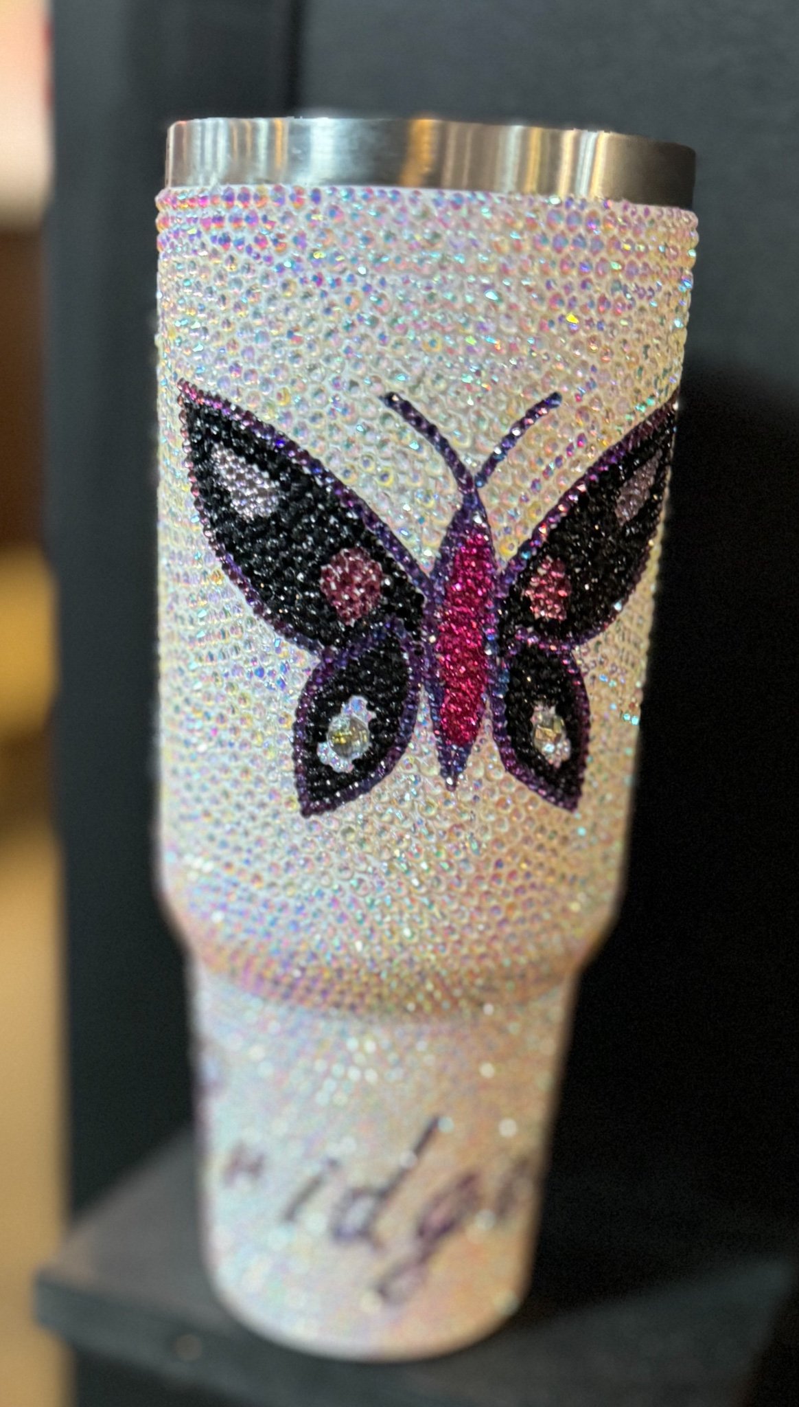 Custom Butterfly rhinestone tumbler