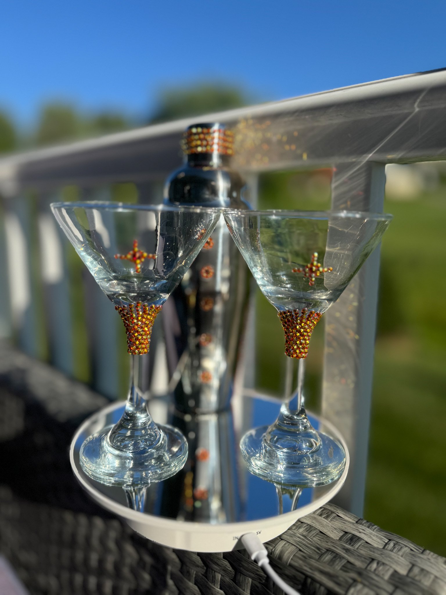Martini Shaker With Glasses / Rhinestone