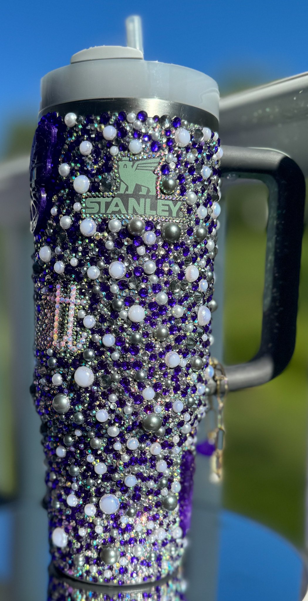 Custom Scatter stone, Rhinestone, bling Name tumbler+ Butterfly epoxy tumbler( stanley)