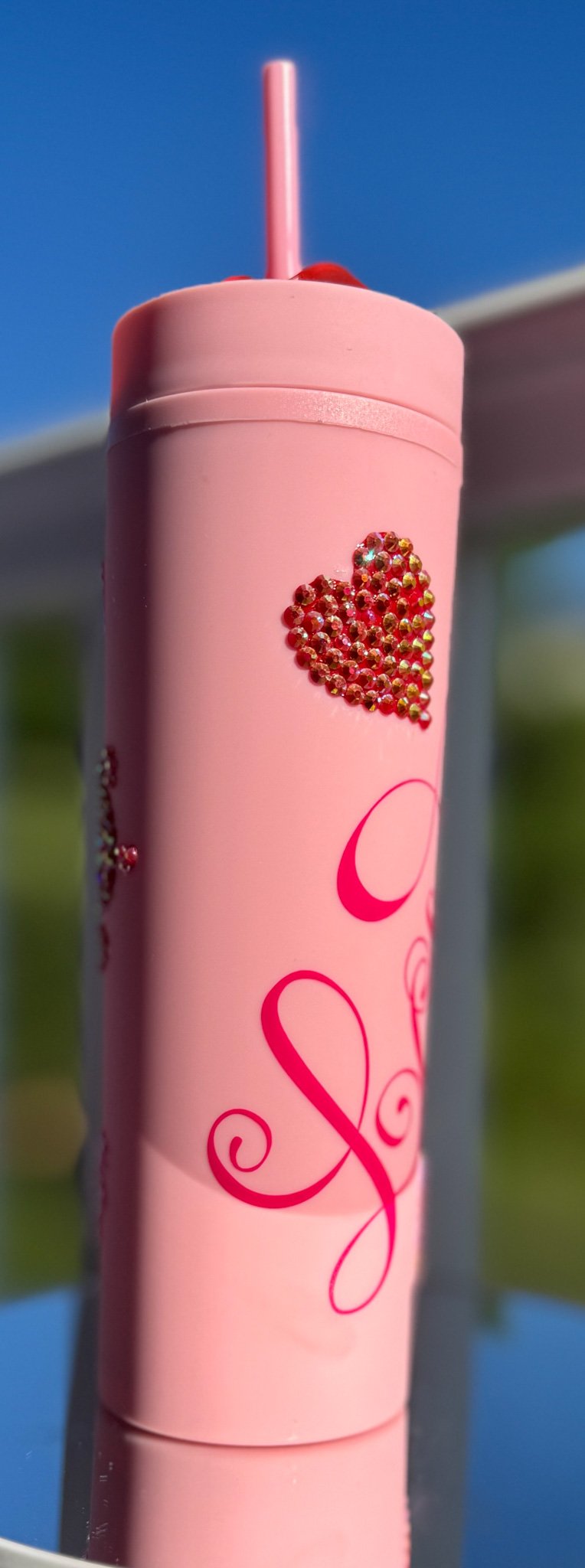 tall tumbler with top accessory, Sprinkle vynil & rhinestone