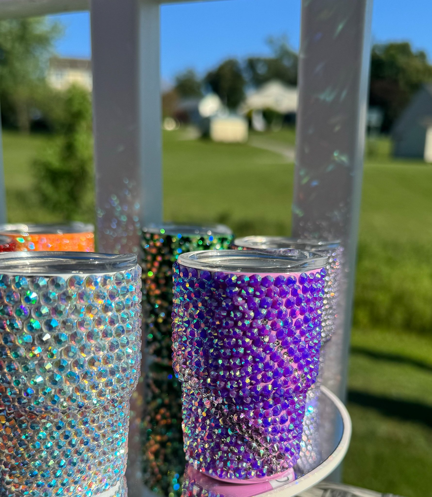 Bling mini shot tumblers with Straw and lid