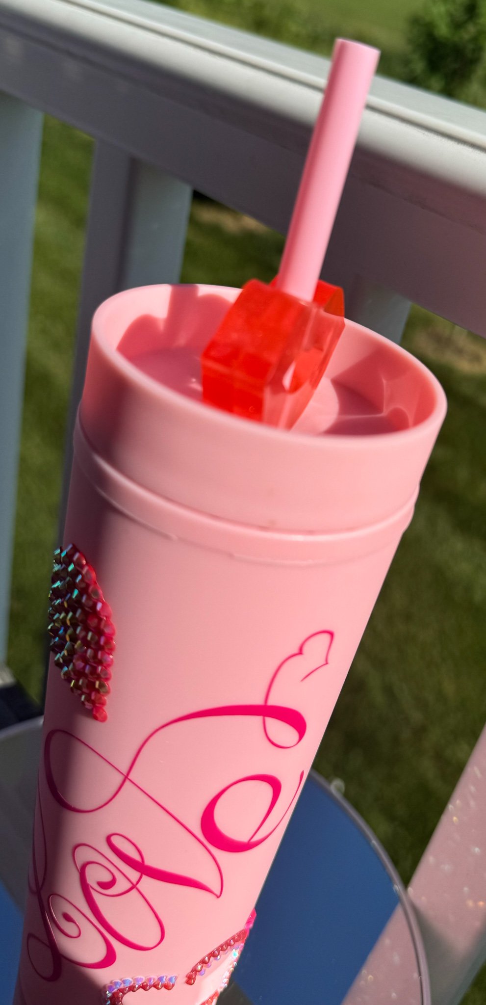 tall tumbler with top accessory, Sprinkle vynil & rhinestone