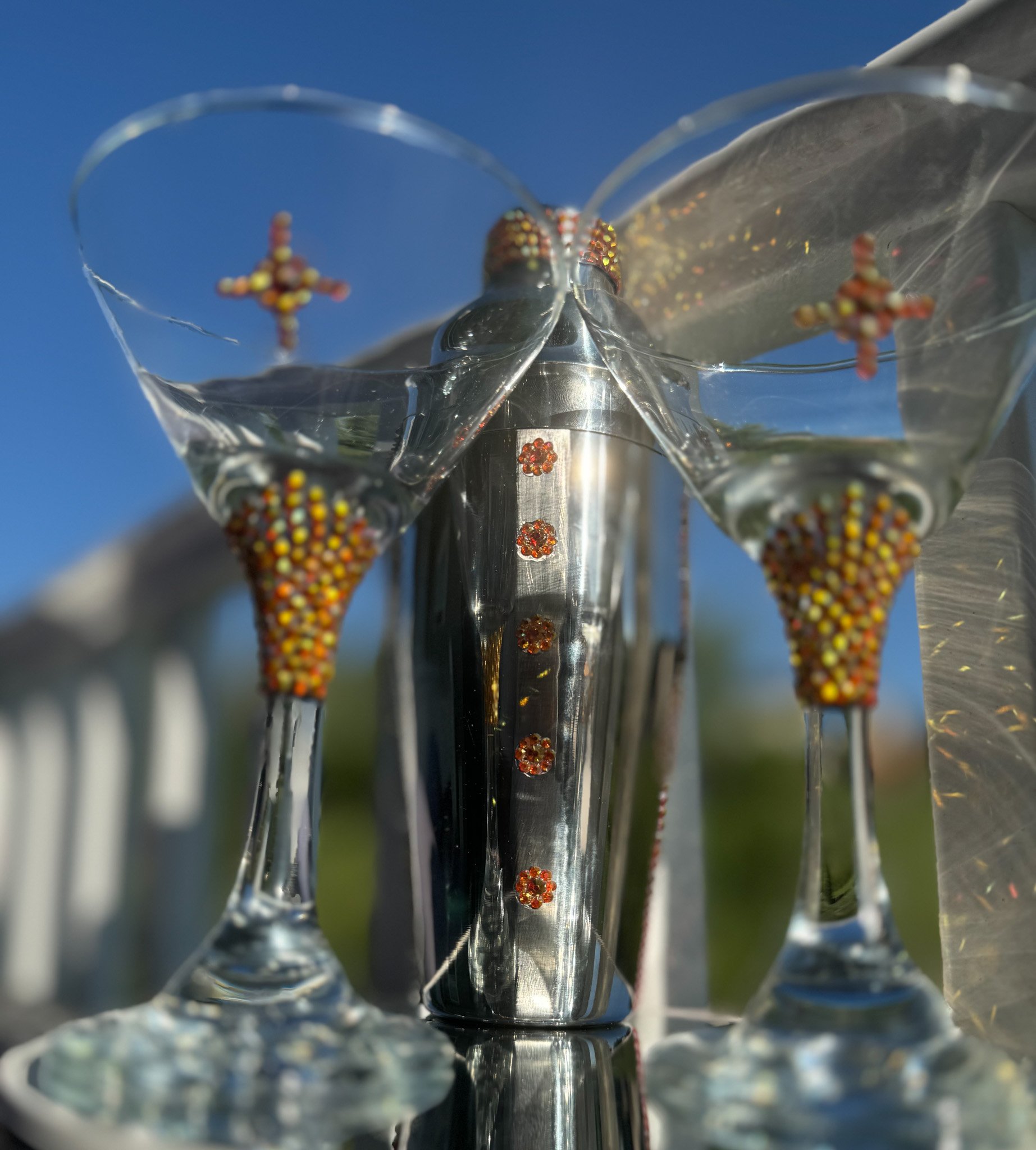 Martini Shaker With Glasses / Rhinestone