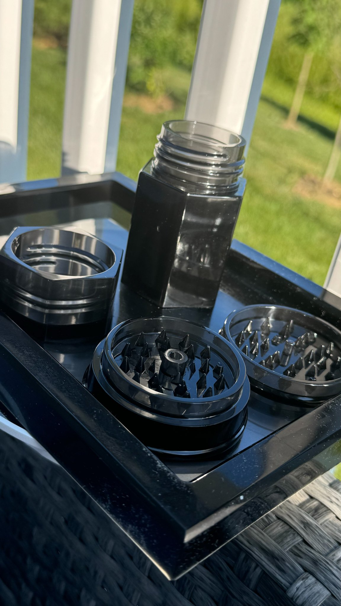 Epoxy Tray, herb grinder , light sleeve and small container
