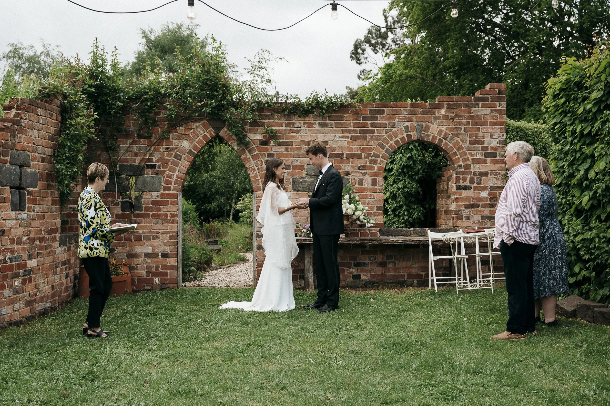 The folly at Acre of Roses set up for an intimate garden elopement ceremony.