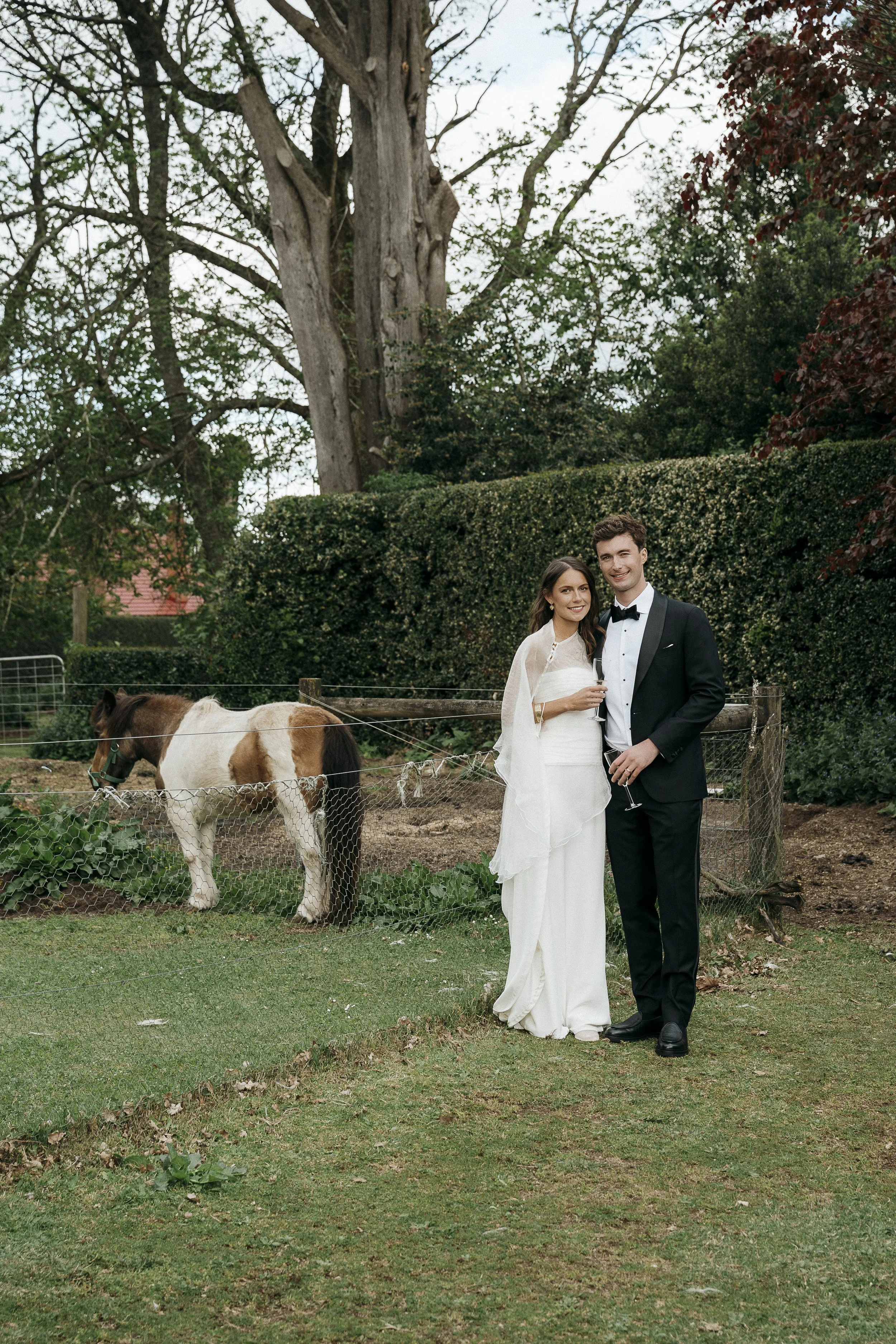 Couple saying hello to the rescue ponies next door at Acre of Roses