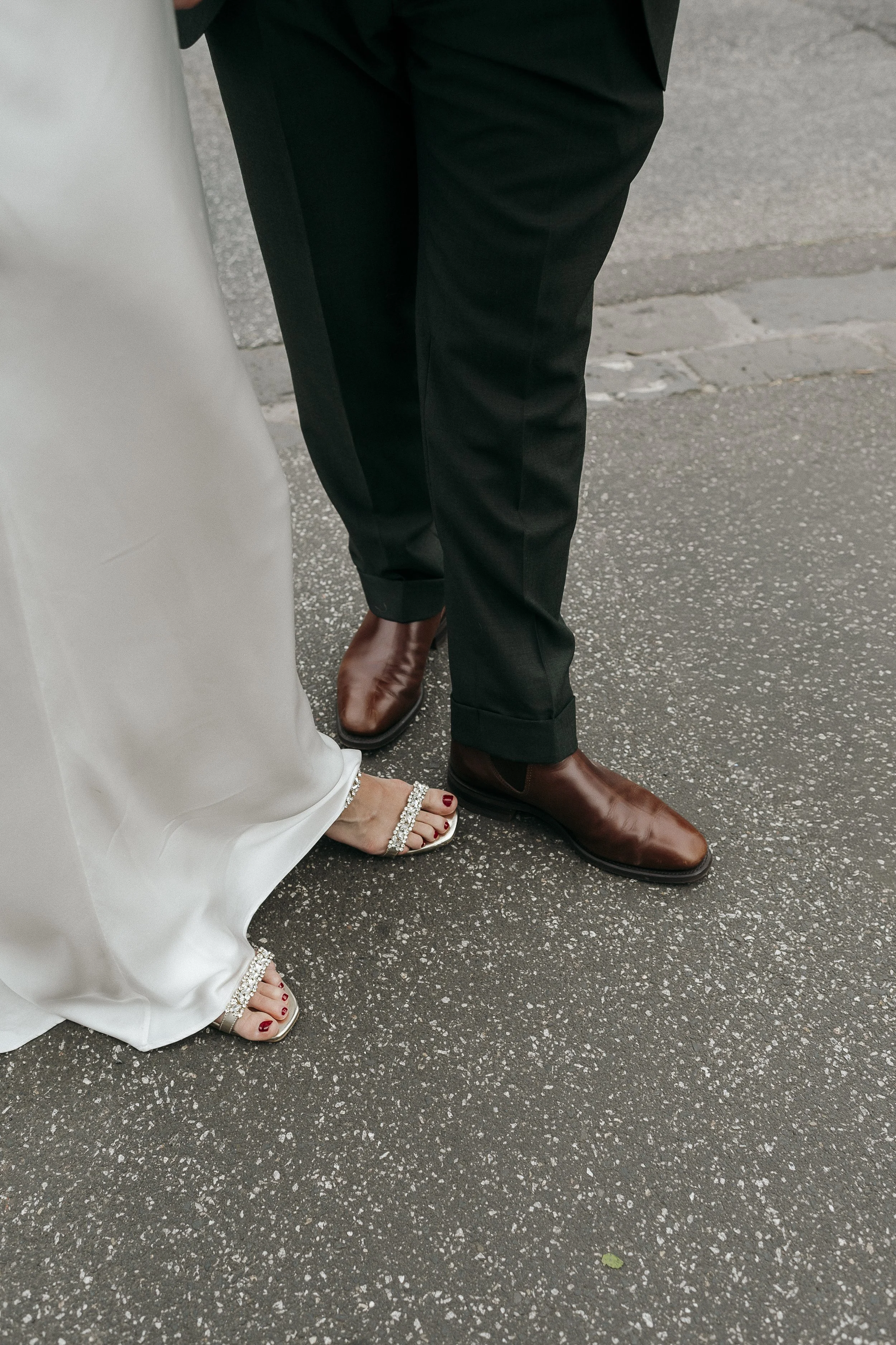 Detail shot of wedding shoes