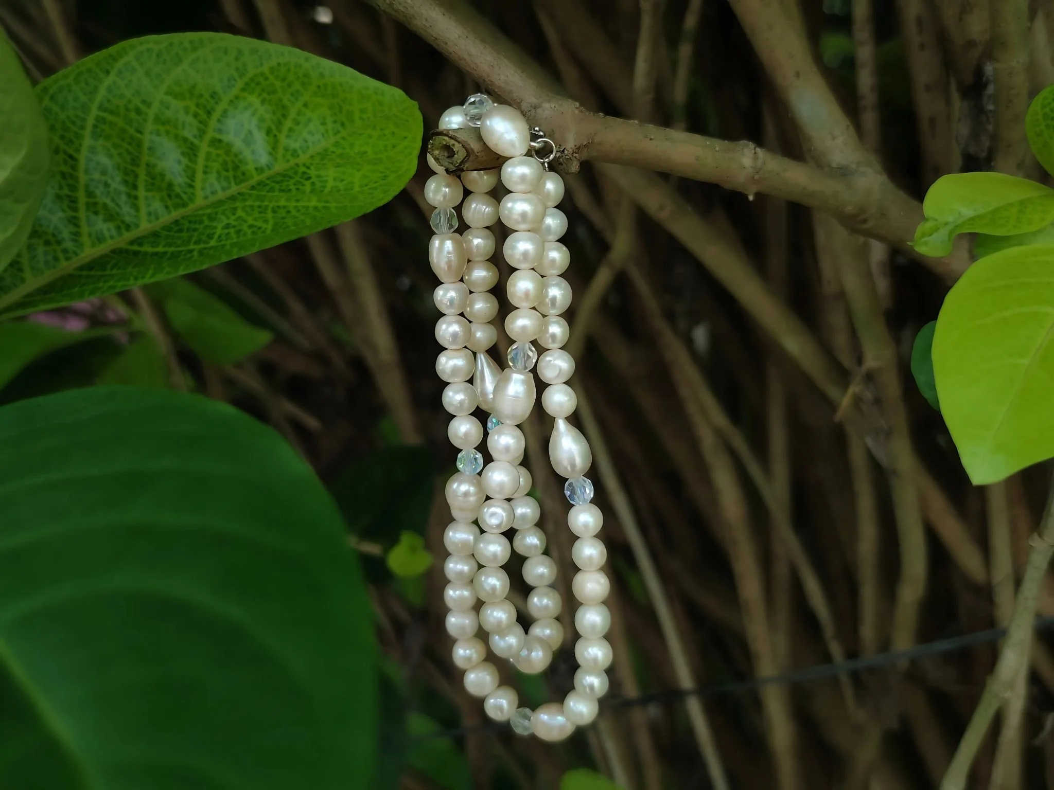 Mixed Pearl Necklace with Lampwork Details