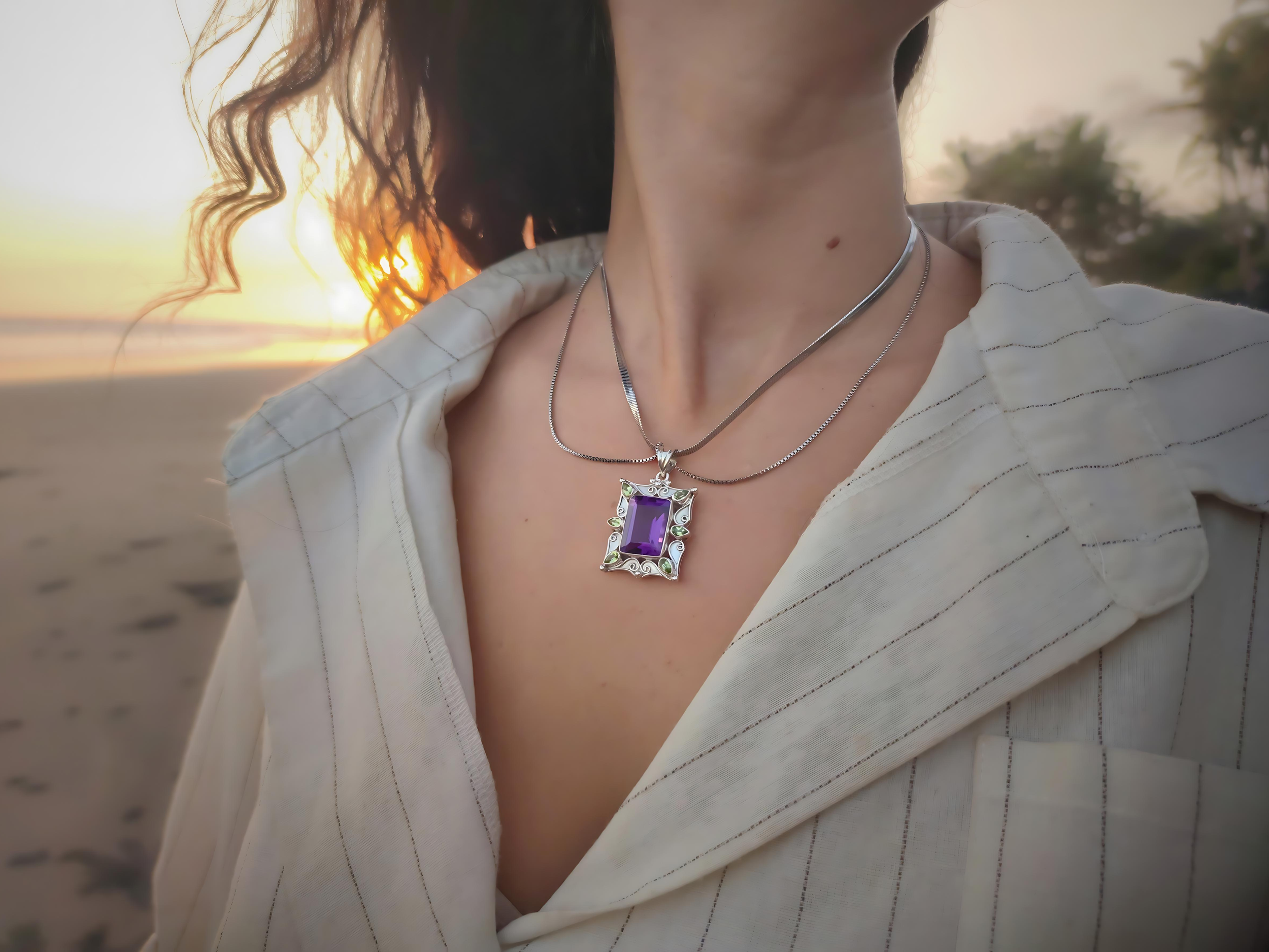 Amethyst & Peridot Icon Pendant