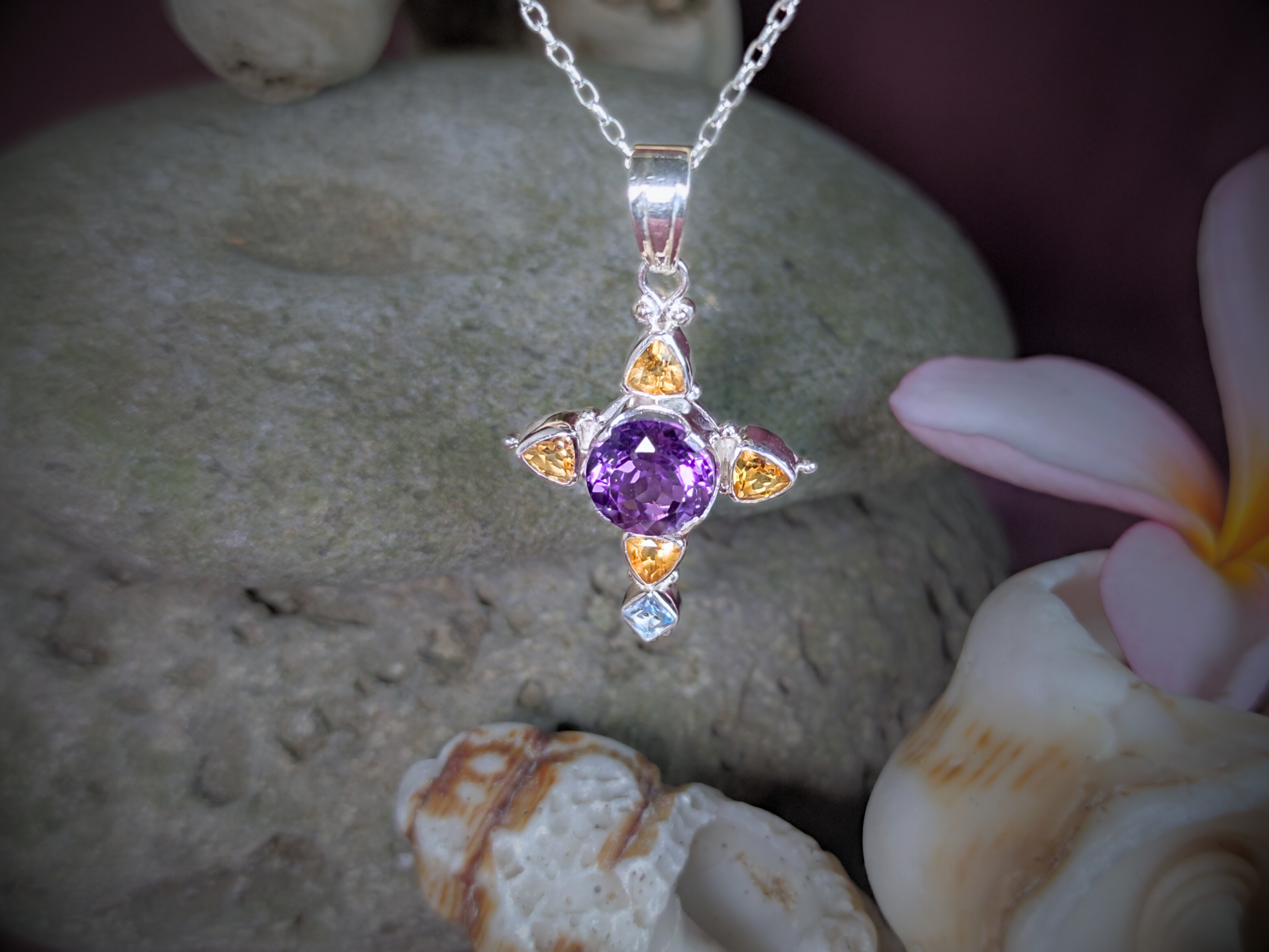 Jeweled Cross with Amethyst, Citrine & Topaz