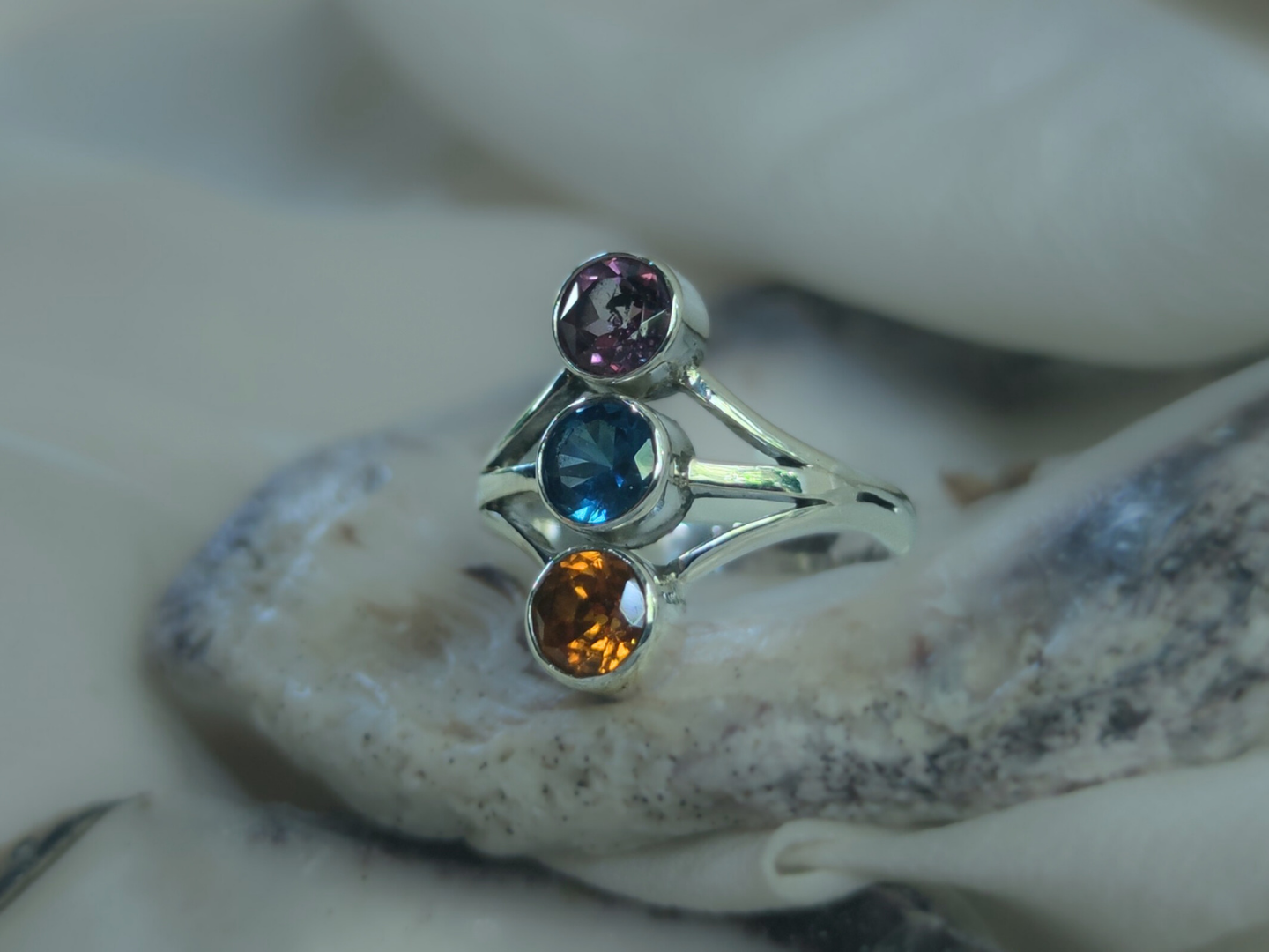 Topaz & Amethyst Trinity Ring