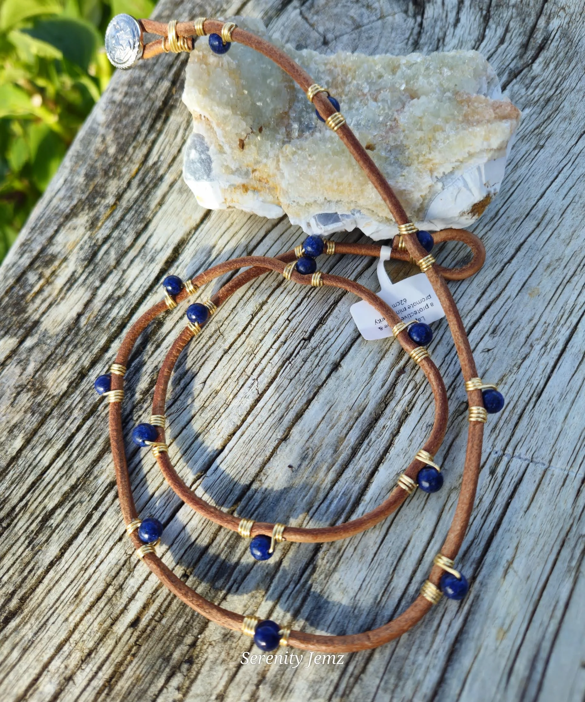 Lapis Lazuli Leather Wrap Bracelet