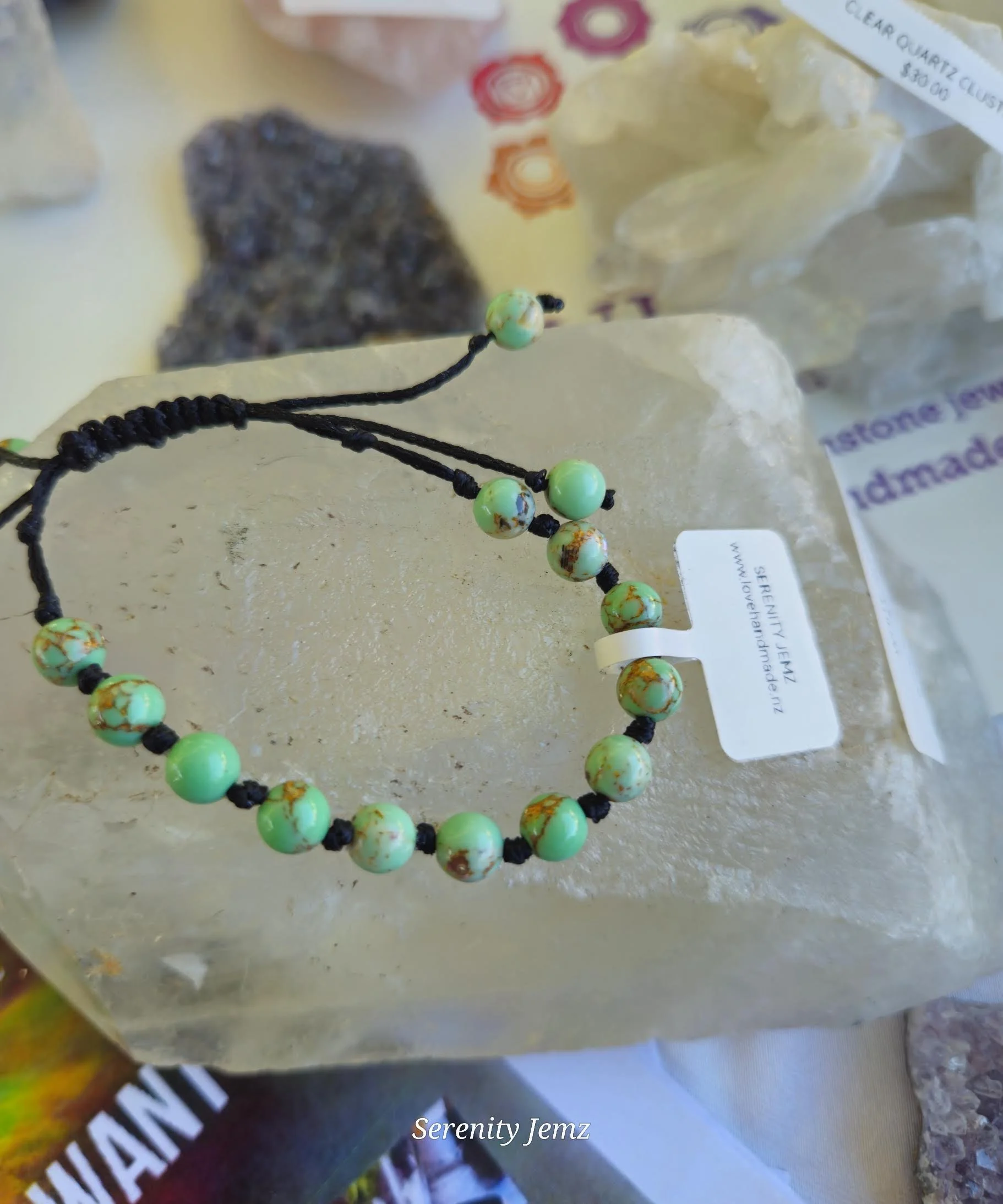 Shell Howlite Tranquility Wax Cord Adjustable Bracelet