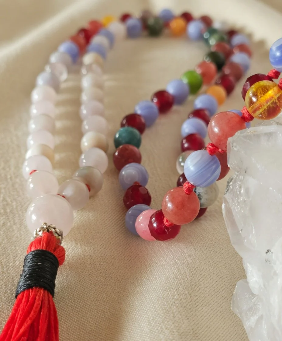 Mix Gemstone Hand-knotted Meditation Mala 108 Prayer Beads