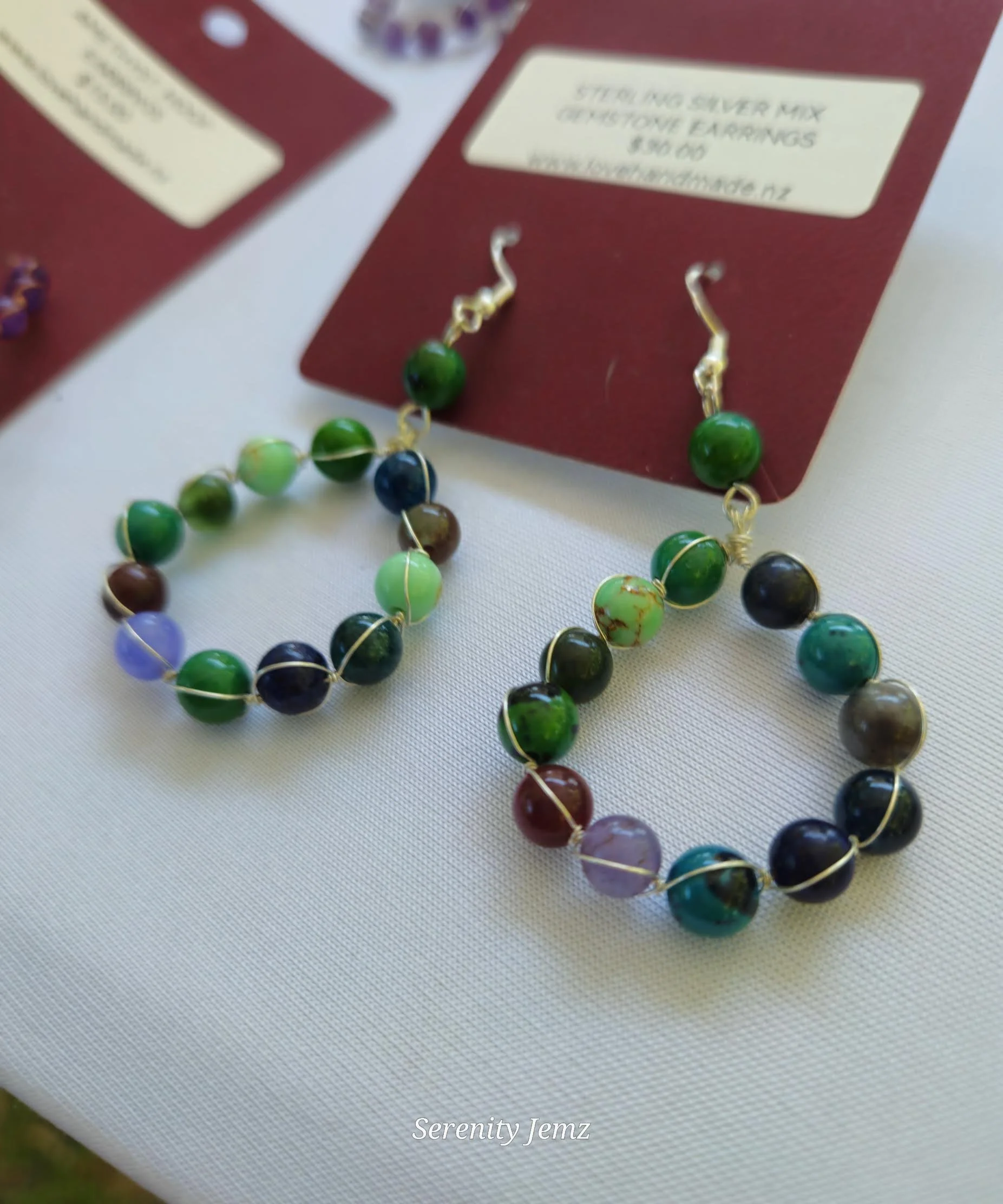 Sterling Silver Gemstone Hoop Earrings