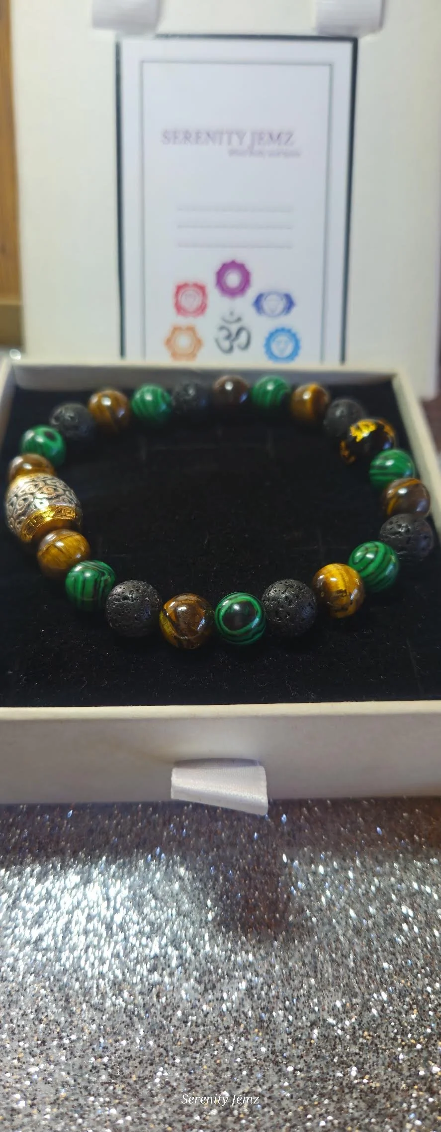 Tiger's Eye, Lava rock & Malachite Energy Bracelet