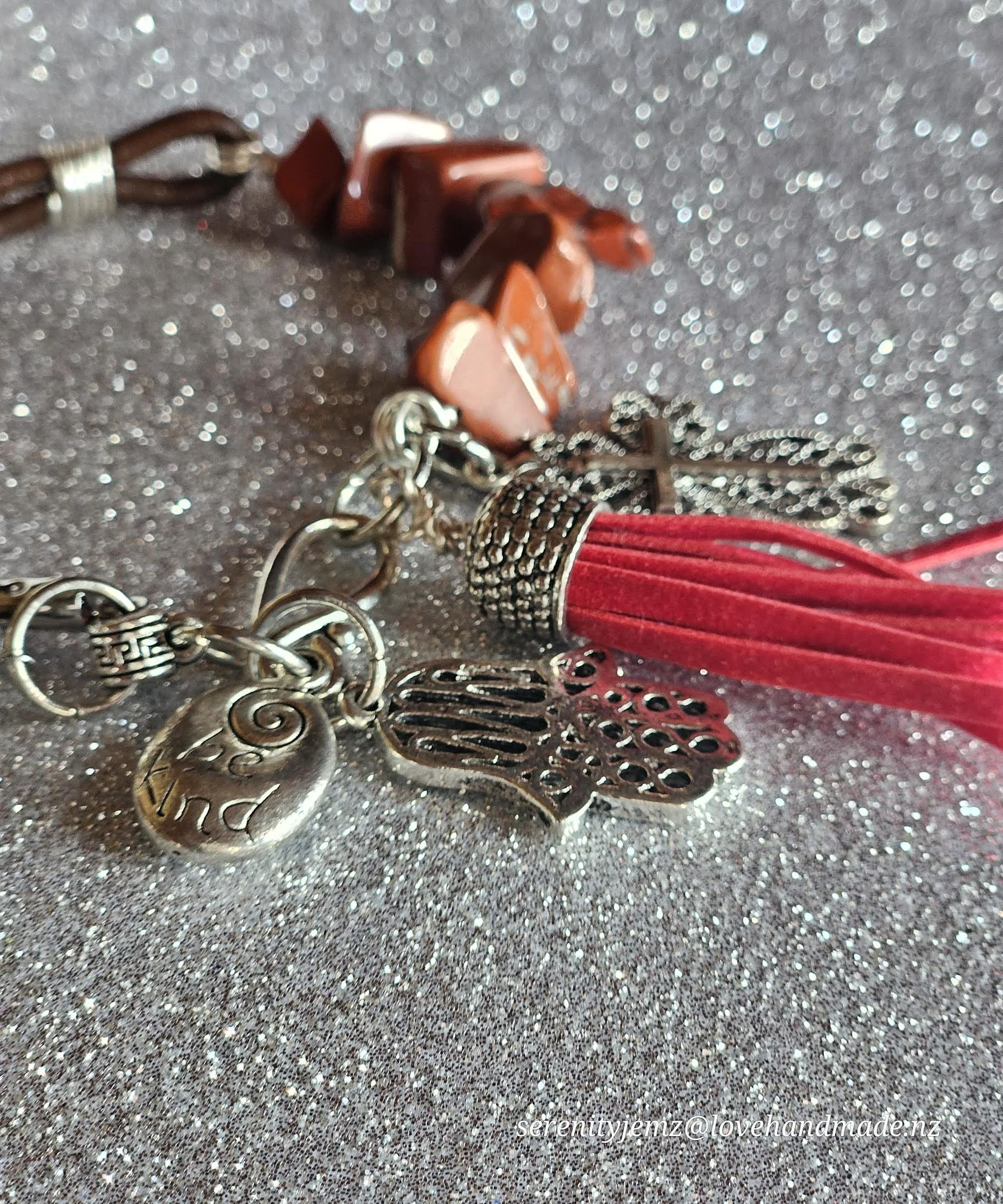 Red Jasper Serenity Charm Bracelet